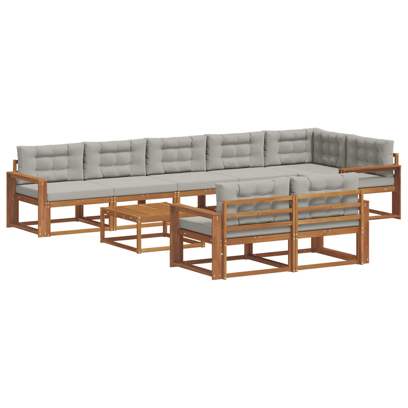 Outdoor-Sofagarnitur mit Kissen 9 pcs Natürlich und Hellgrau