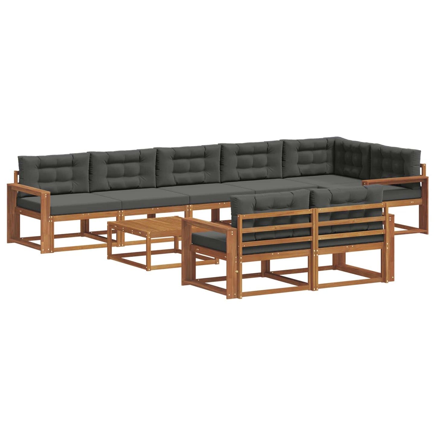 Outdoor-Sofagarnitur mit Kissen 9 pcs Natur und Anthrazit