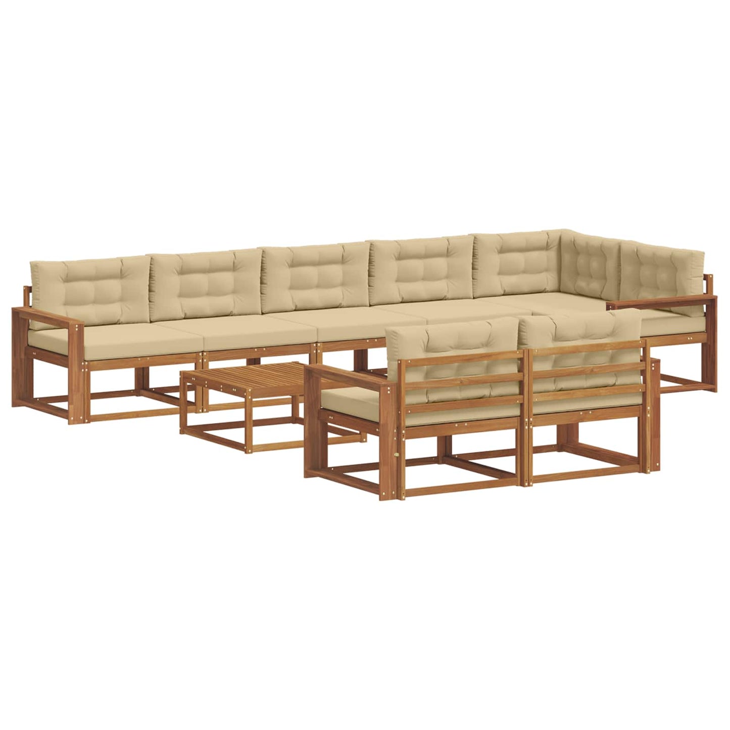 Outdoor-Sofagarnitur mit Kissen 9 pcs Natur und Beige