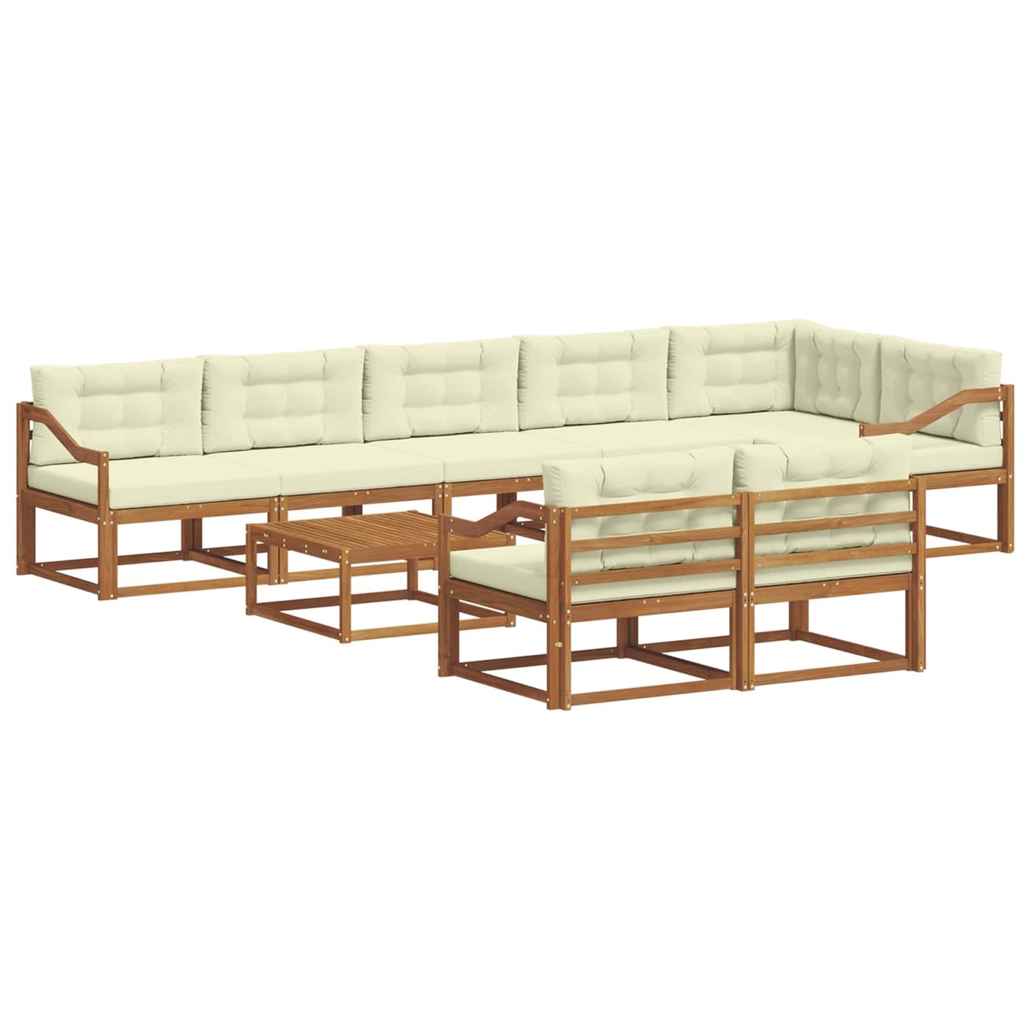 Outdoor-Sofagarnitur mit Kissen 9 pcs Natur und Creme
