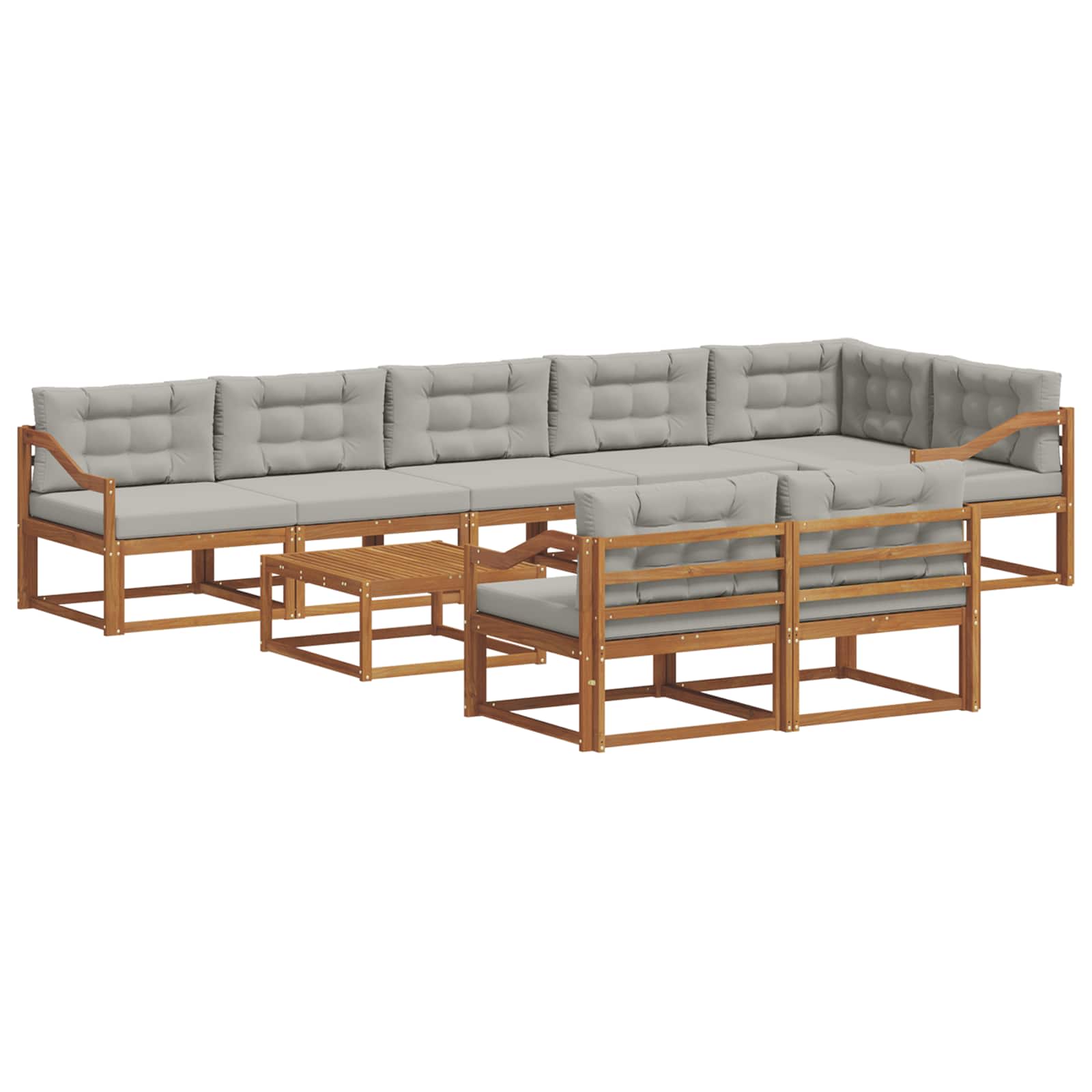 Outdoor-Sofagarnitur mit Kissen 9 pcs Natürlich und Hellgrau