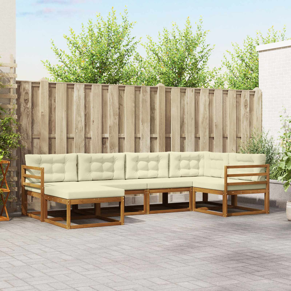Outdoor-Sofagarnitur 6 stk. Natur und Creme