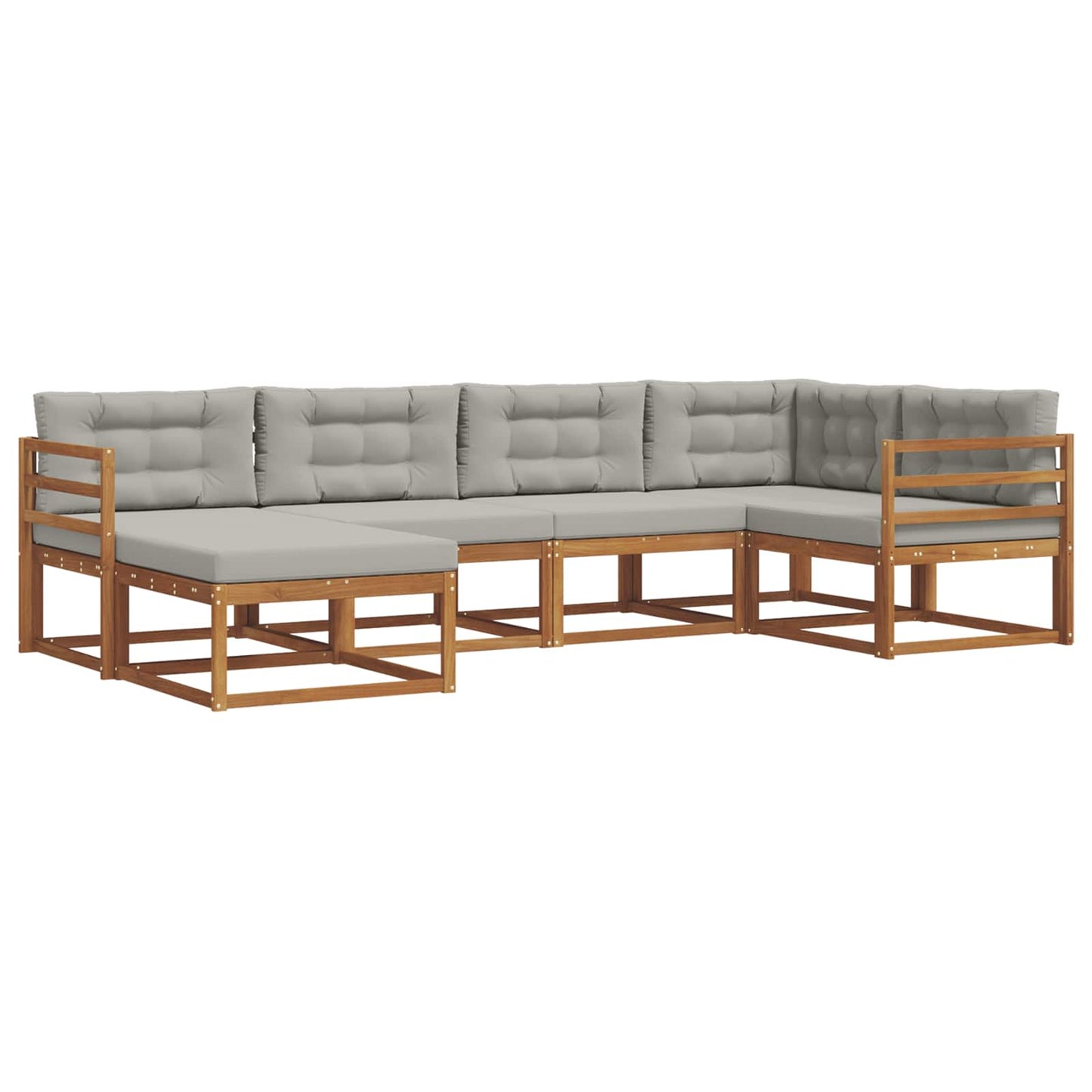 Outdoor-Sofagarnitur mit Kissen 6 pcs Natürlich und Hellgrau