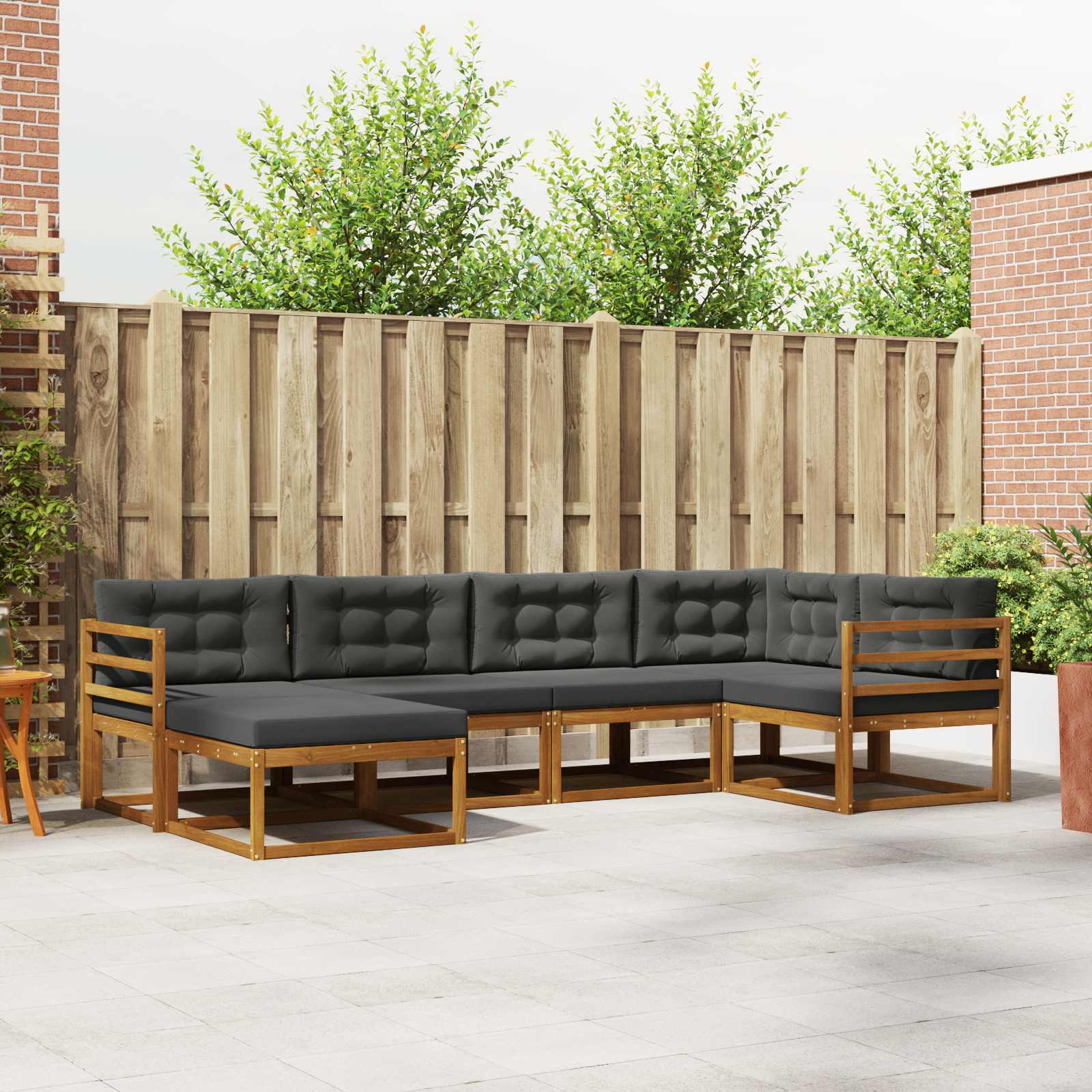 Outdoor-Sofagarnitur 6 stk. Natur und Anthrazit