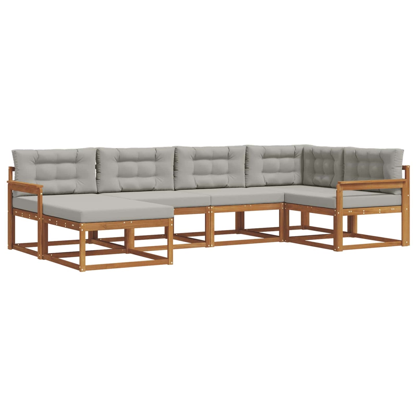 Outdoor-Sofagarnitur mit Kissen 6 pcs Natürlich und Hellgrau