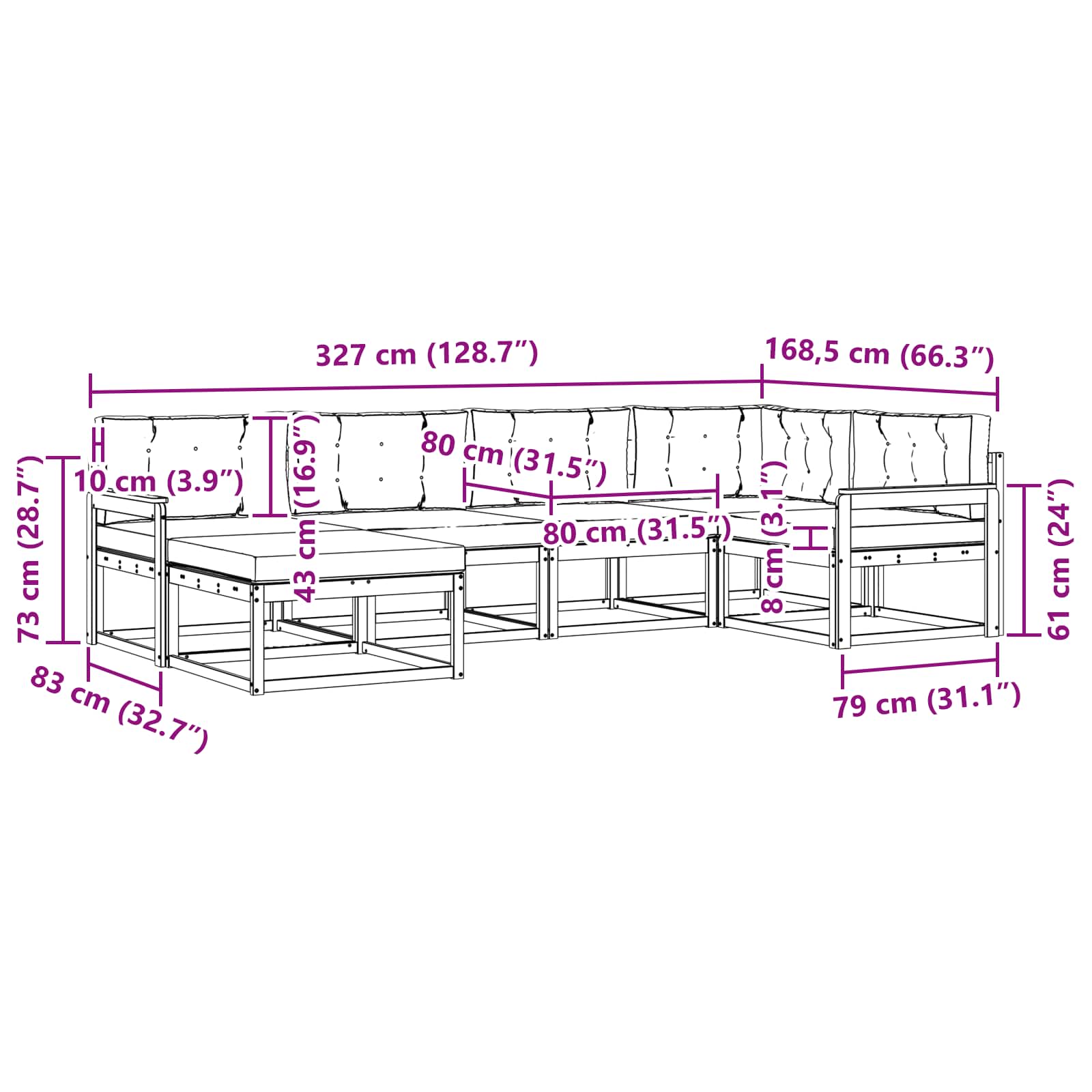 Outdoor-Sofagarnitur 6 stk. Natur und Anthrazit