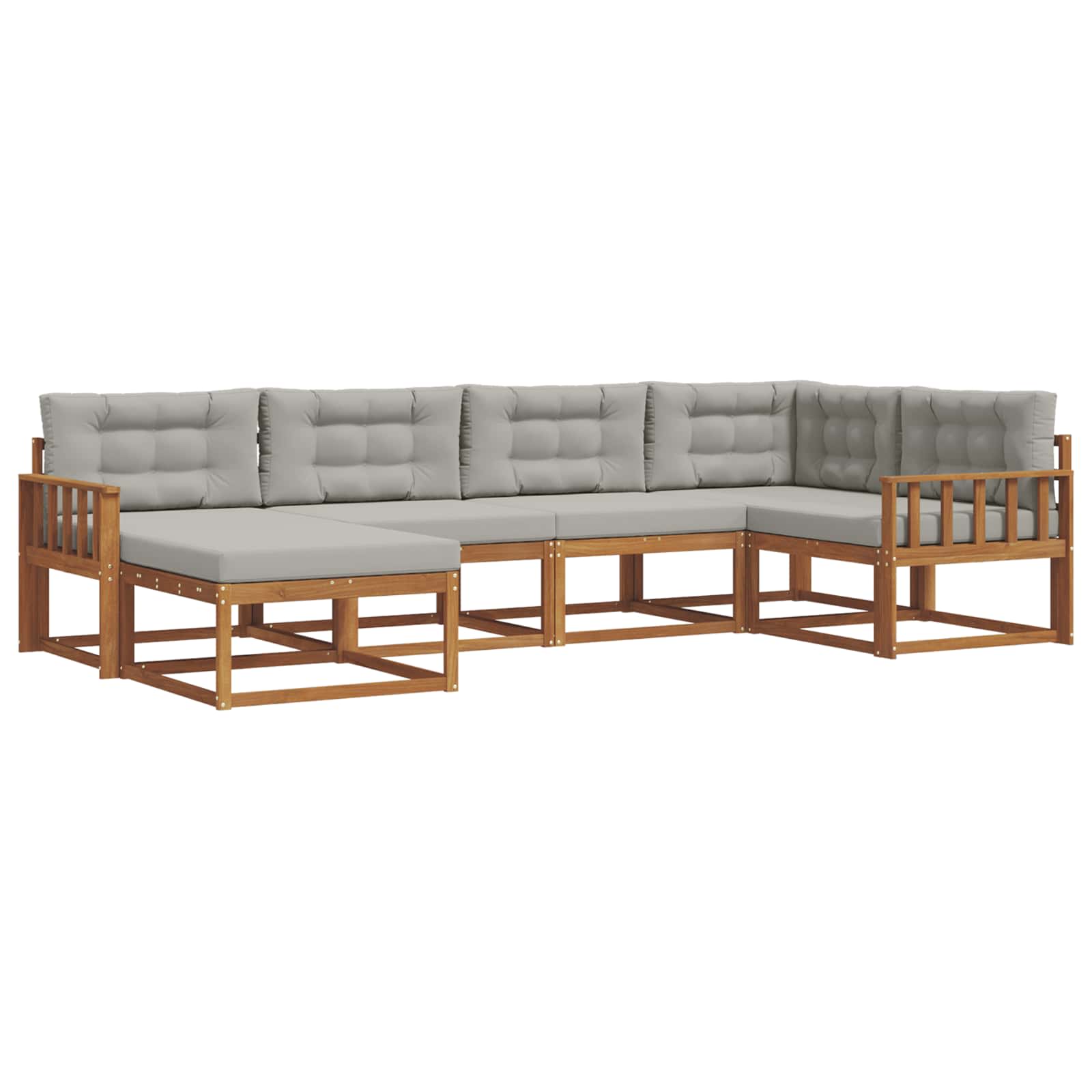 Outdoor-Sofagarnitur mit Kissen 6 pcs Natürlich und Hellgrau