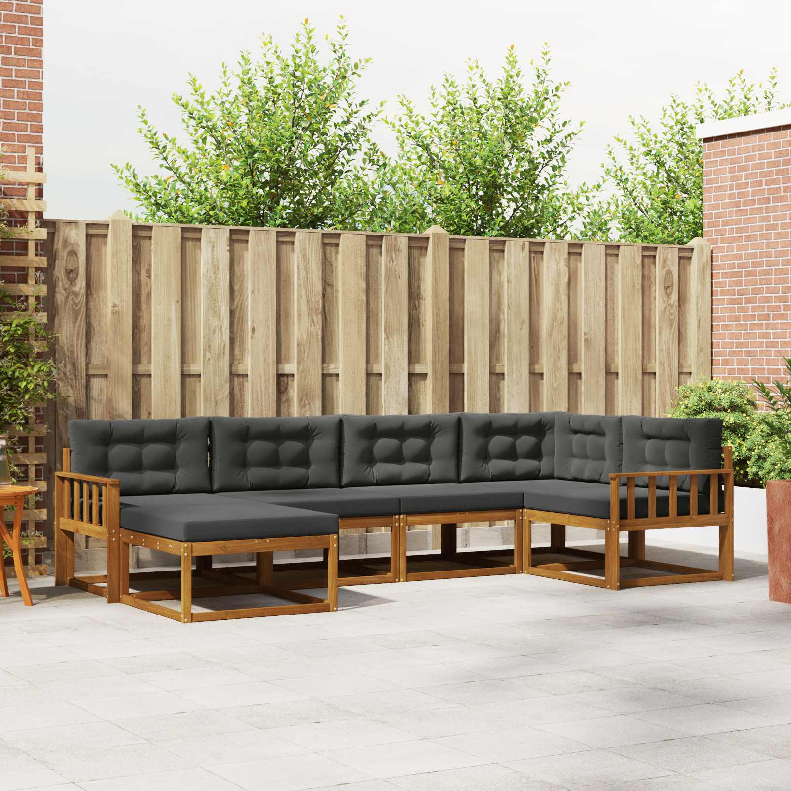 Outdoor-Sofagarnitur 6 stk. Natur und Anthrazit