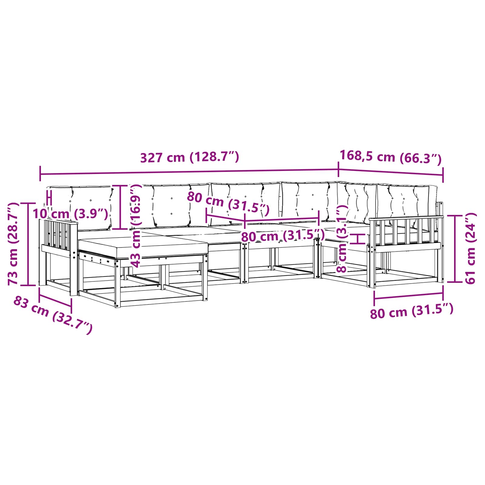 Outdoor-Sofagarnitur 6 stk. Natur und Anthrazit