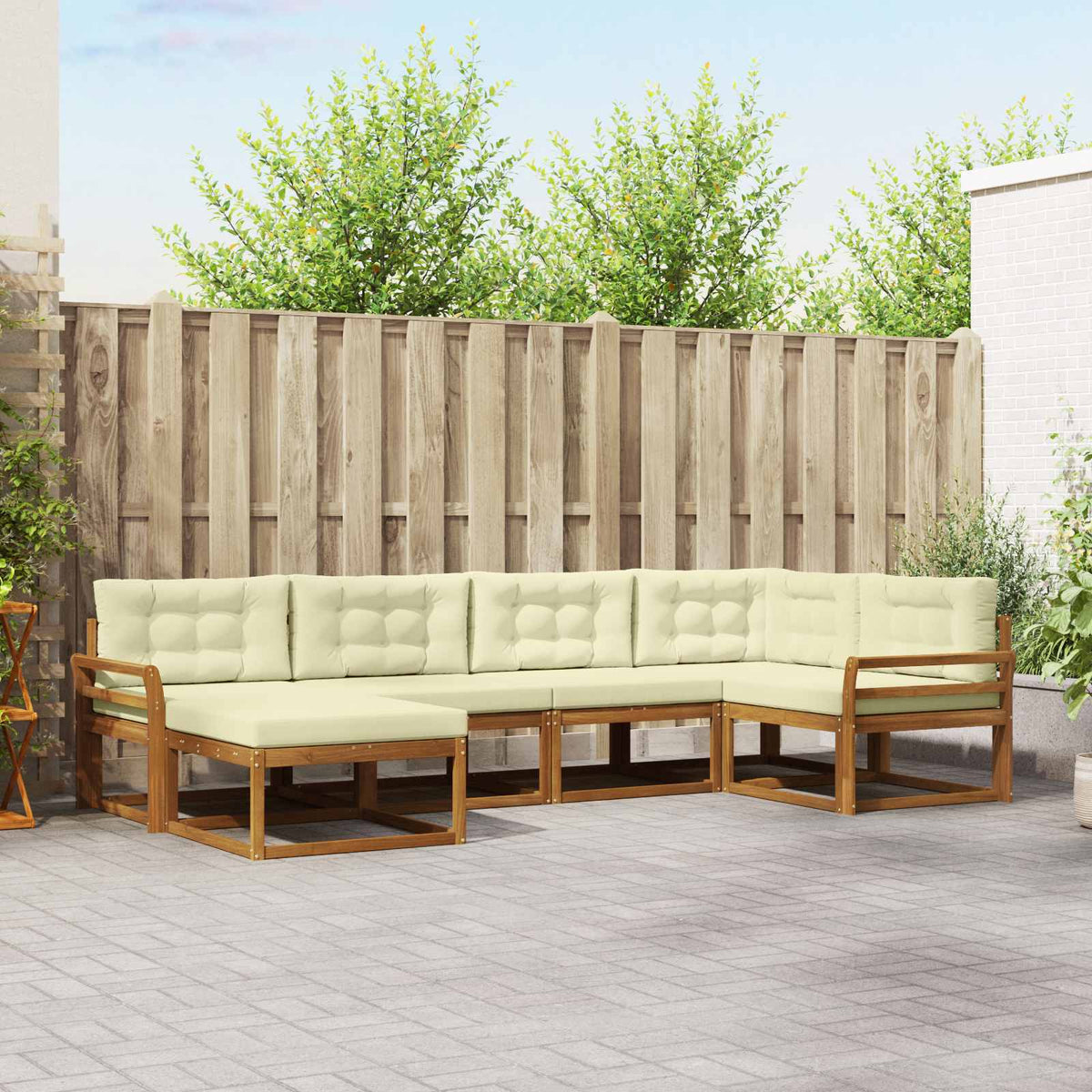 Outdoor-Sofagarnitur 6 stk. Natur und Creme