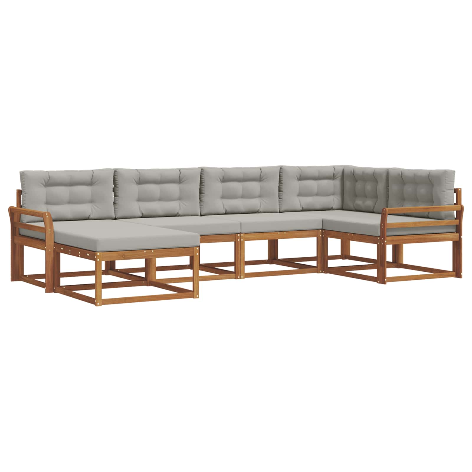 Outdoor-Sofagarnitur mit Kissen 6 pcs Natürlich und Hellgrau
