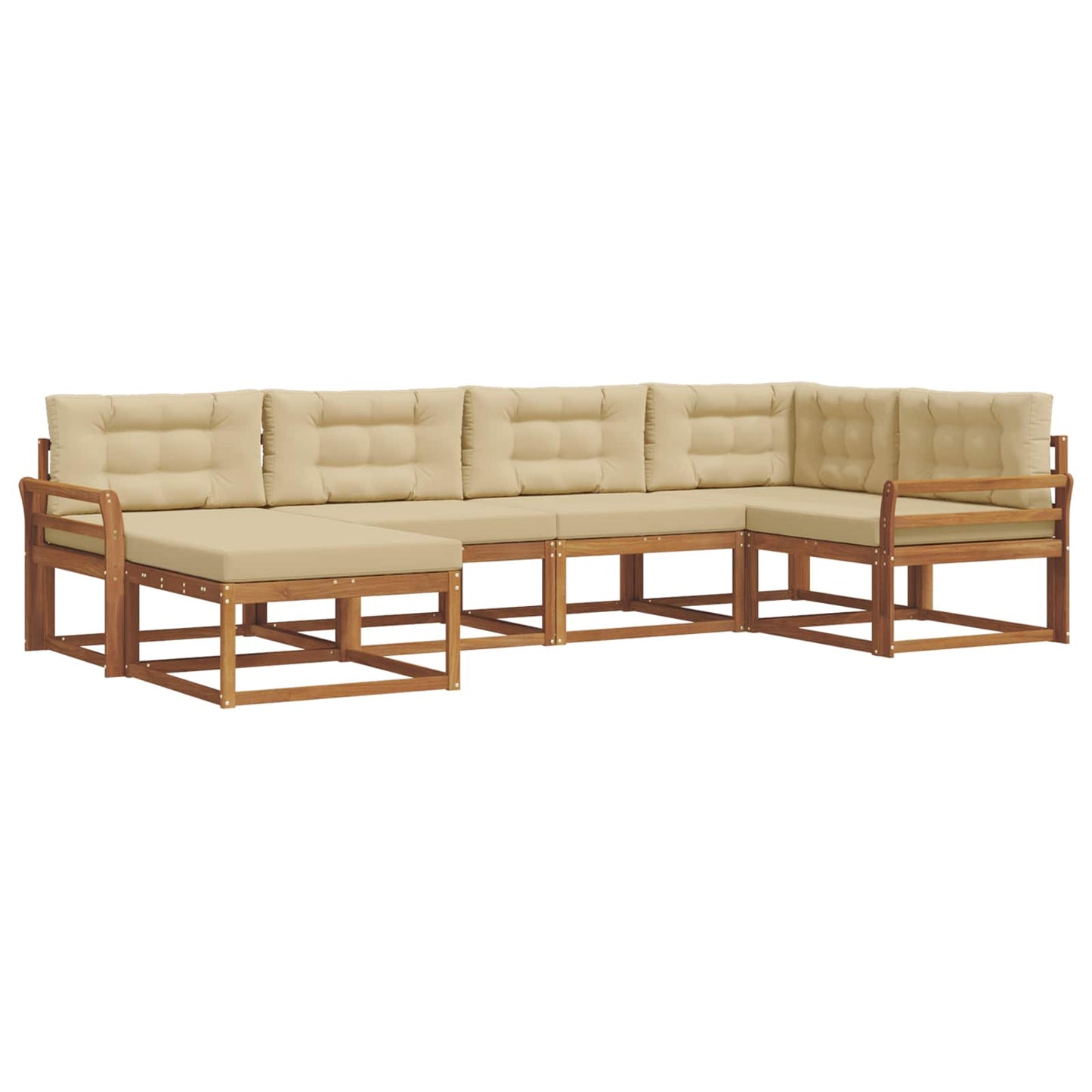 Outdoor-Sofagarnitur mit Kissen 6 pcs Natur und Beige