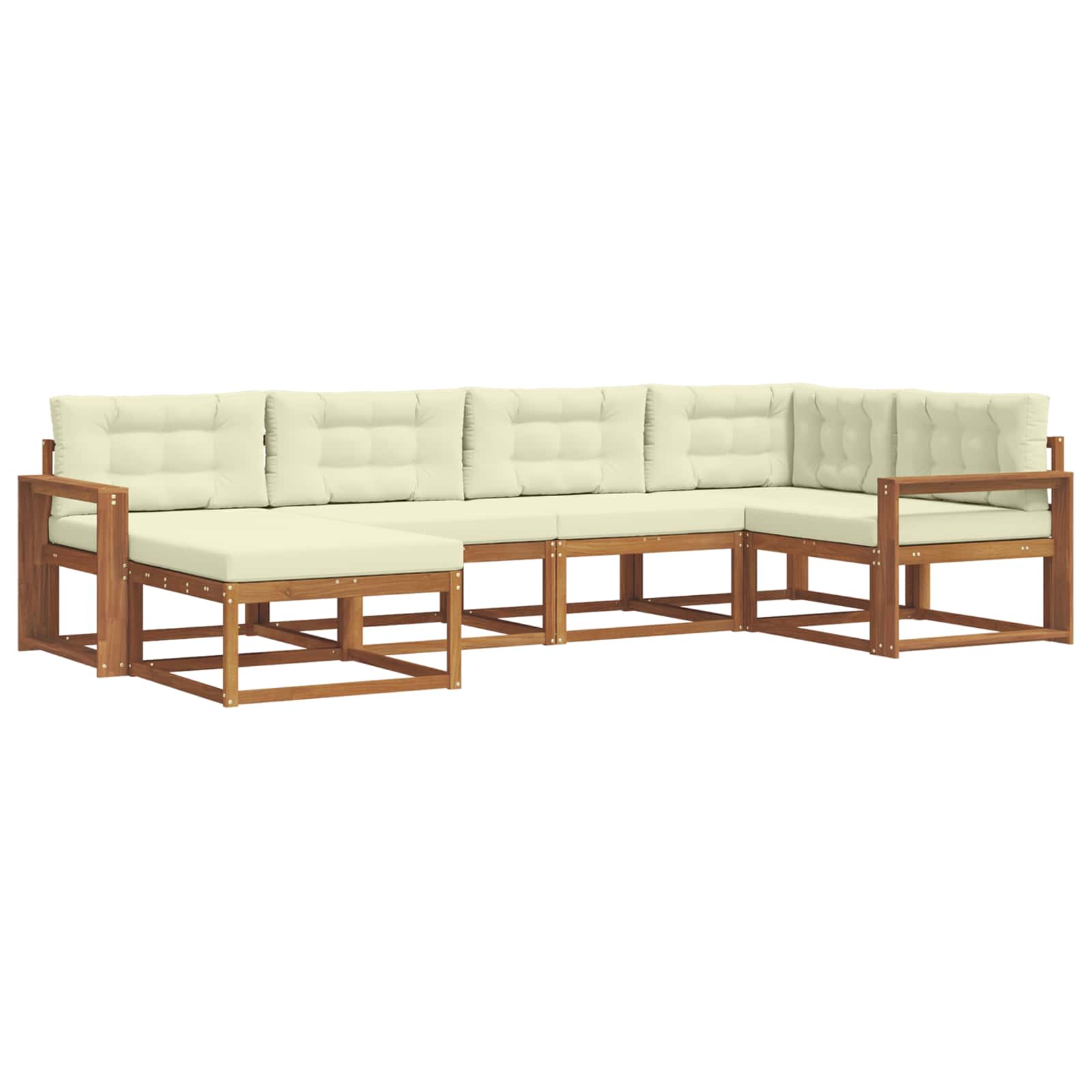 Outdoor-Sofagarnitur mit Kissen 6 pcs Natur und Creme