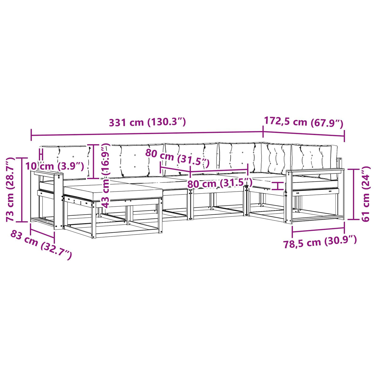Outdoor-Sofagarnitur 6 stk. Natur und Creme