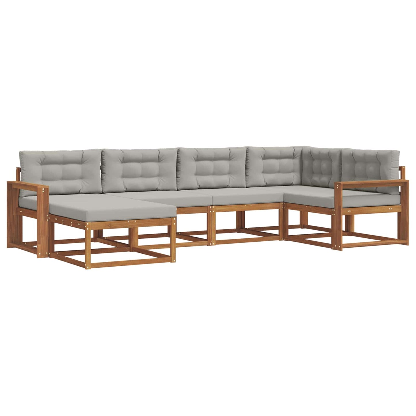 Outdoor-Sofagarnitur mit Kissen 6 pcs Natürlich und Hellgrau
