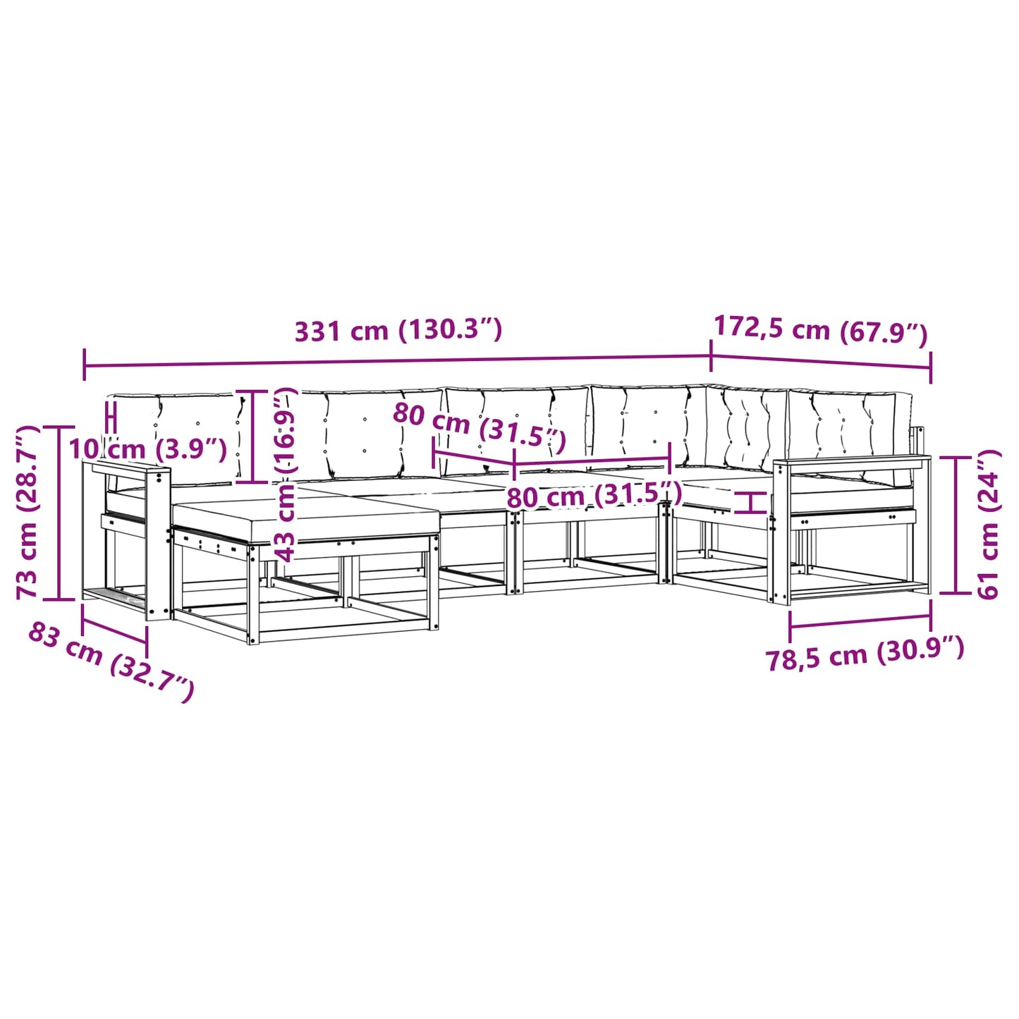 Outdoor-Sofagarnitur 6 stk. Natur und Anthrazit