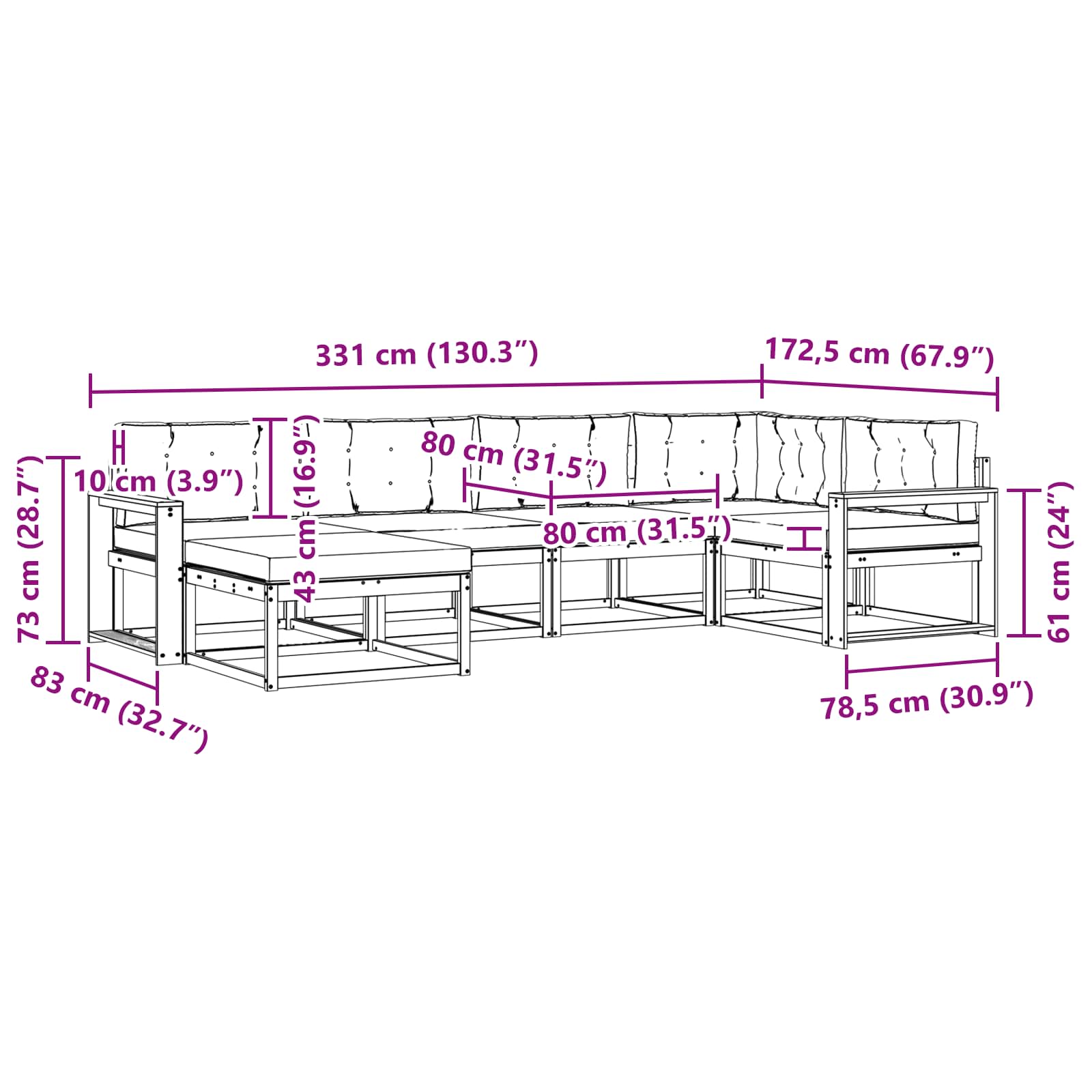 Outdoor-Sofagarnitur 6 stk. Natur und Anthrazit