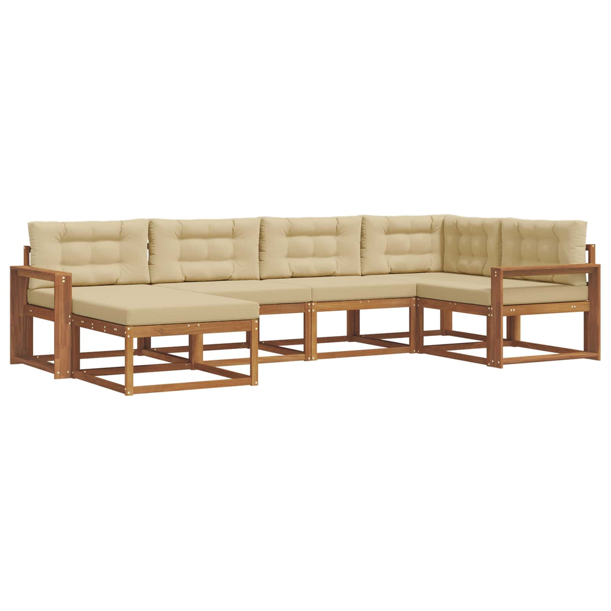 Outdoor-Sofagarnitur 6 stk. Natur und Beige