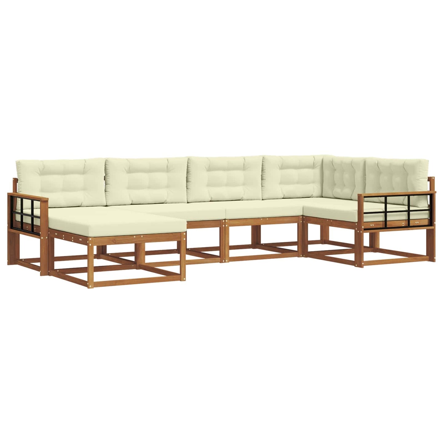 Outdoor-Sofagarnitur mit Kissen 6 pcs Natur und Creme