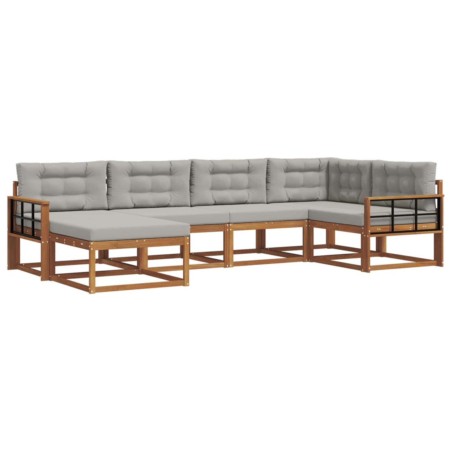 Outdoor-Sofagarnitur mit Kissen 6 pcs Natürlich und Hellgrau