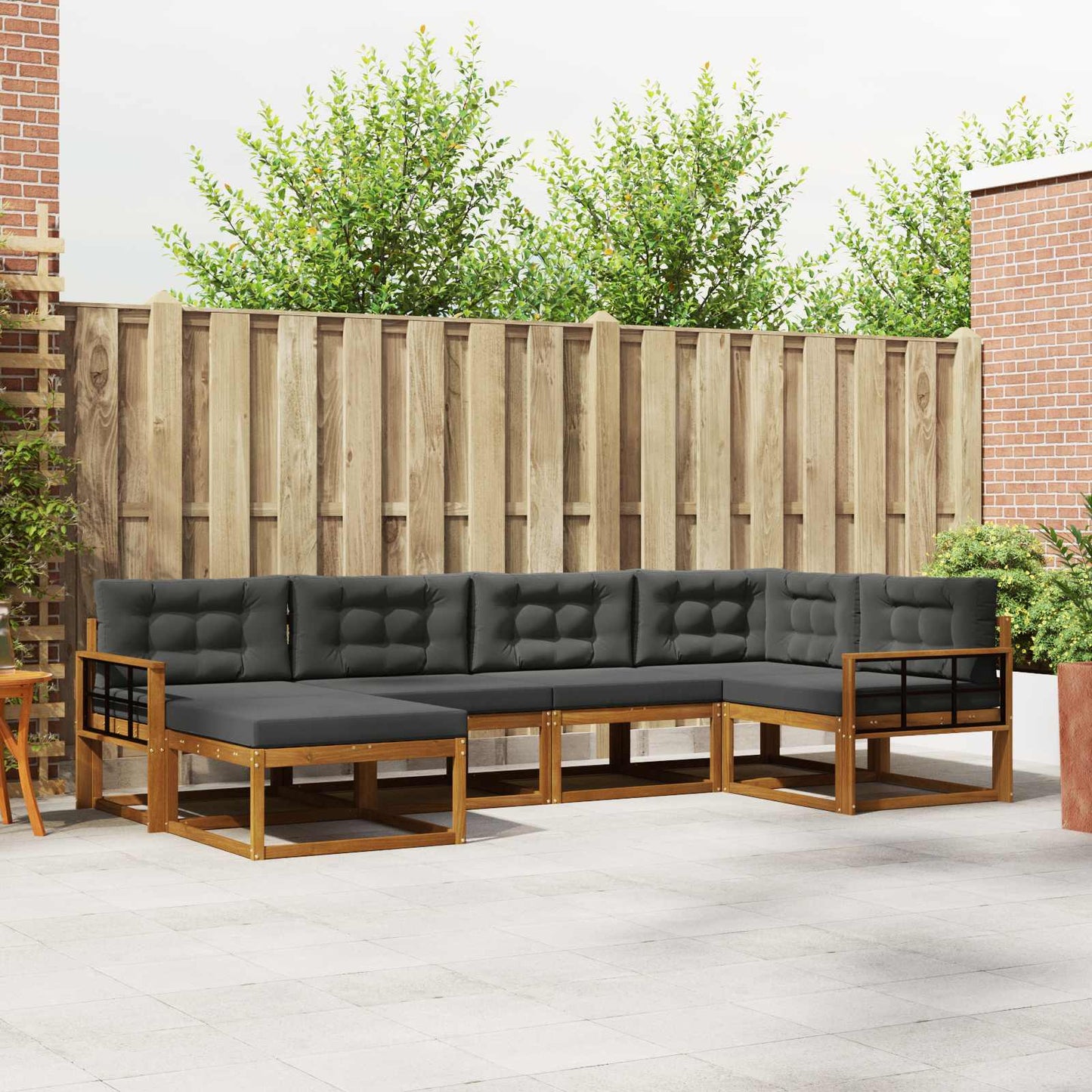 Outdoor-Sofagarnitur 6 stk. Natur und Anthrazit