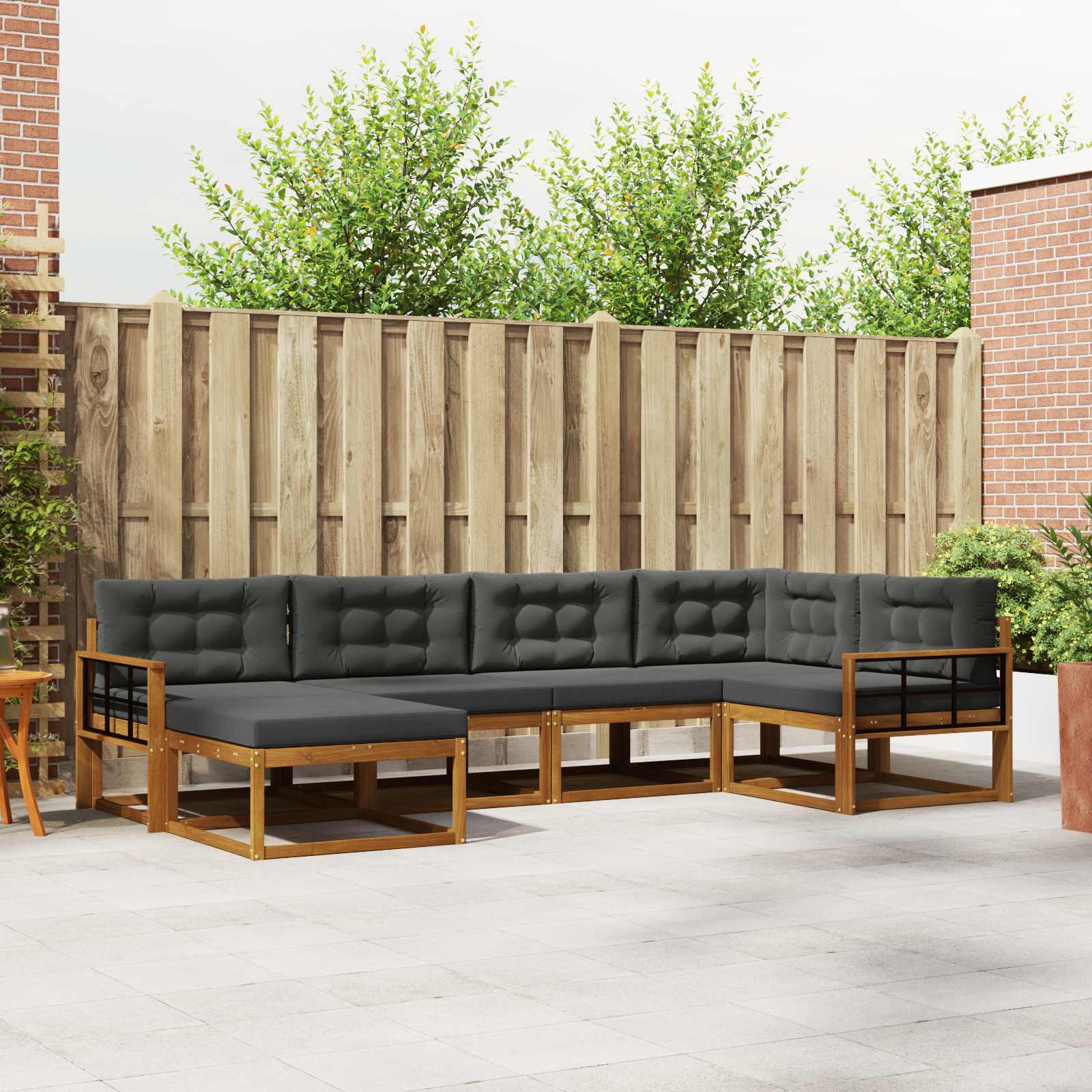 Outdoor-Sofagarnitur 6 stk. Natur und Anthrazit