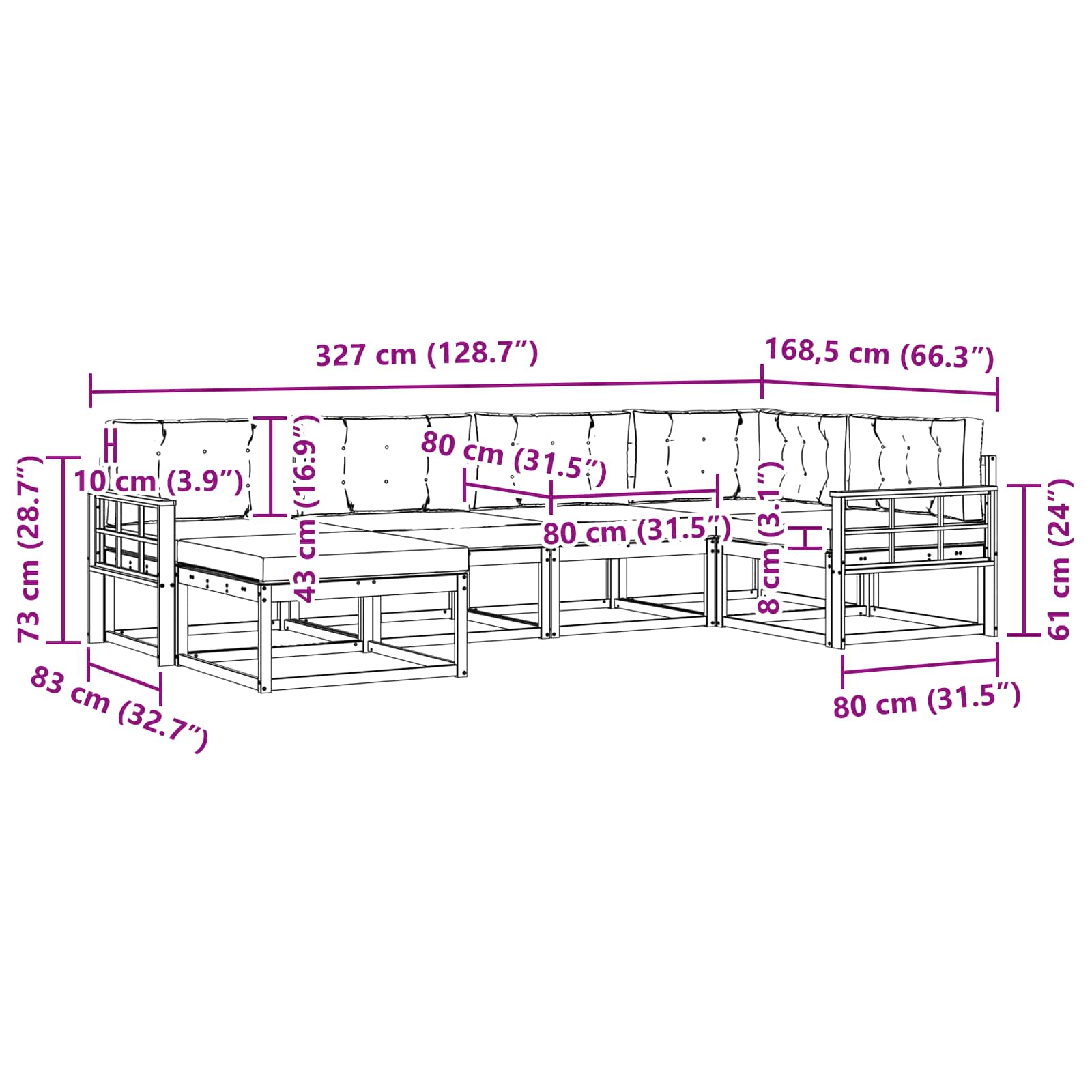 Outdoor-Sofagarnitur 6 stk. Natur und Anthrazit