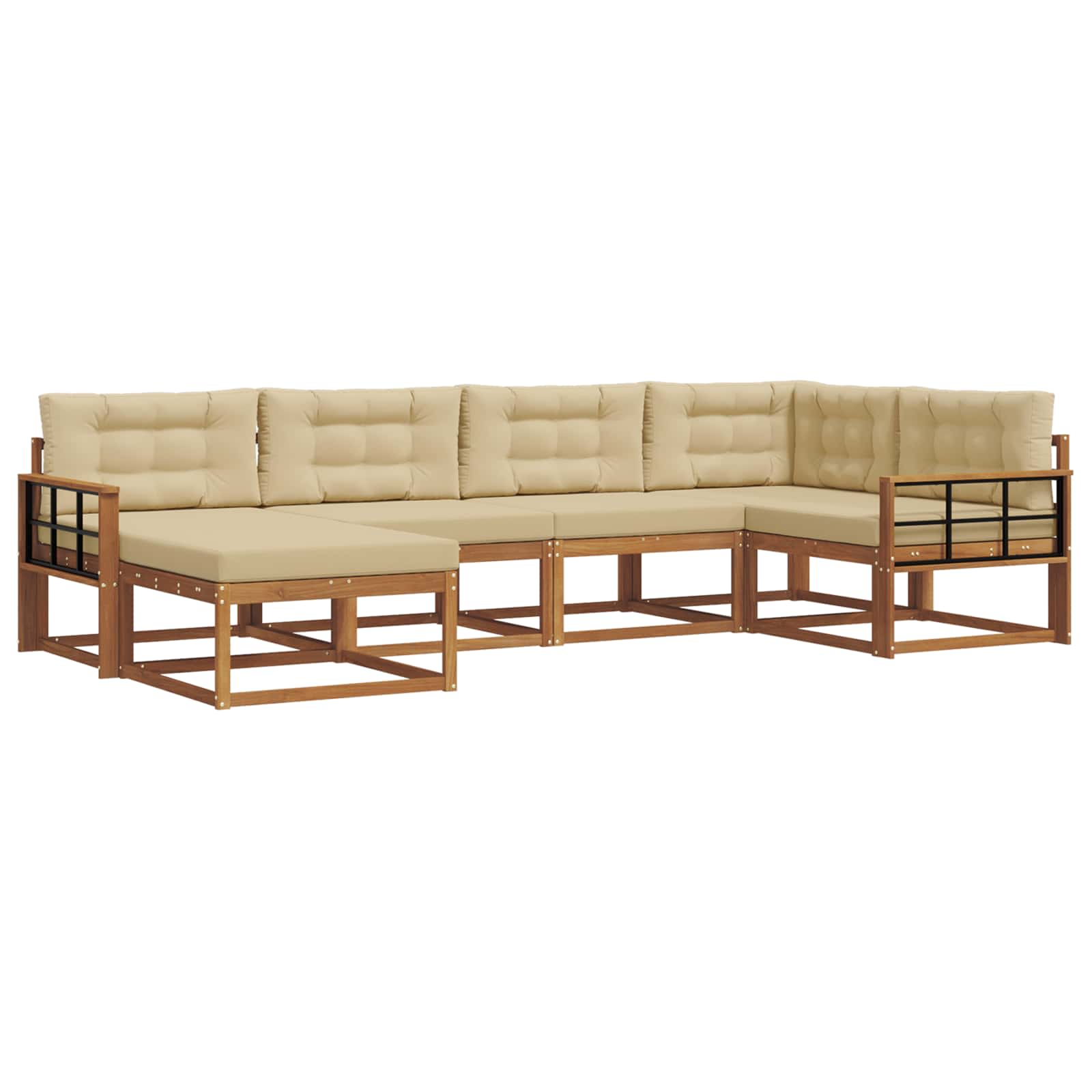 Outdoor-Sofagarnitur mit Kissen 6 pcs Natur und Beige