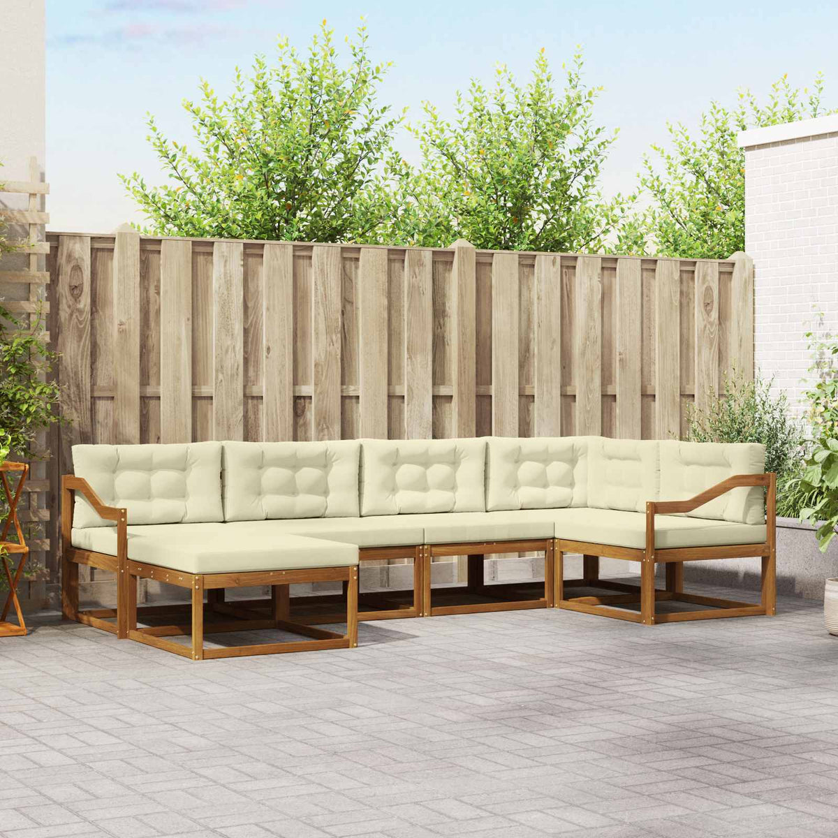 Outdoor-Sofagarnitur 6 stk. Natur und Creme