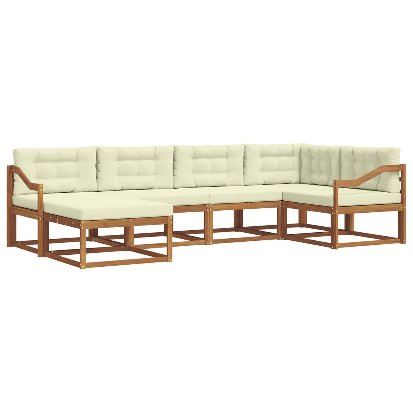 Outdoor-Sofagarnitur mit Kissen 6 pcs Natur und Creme