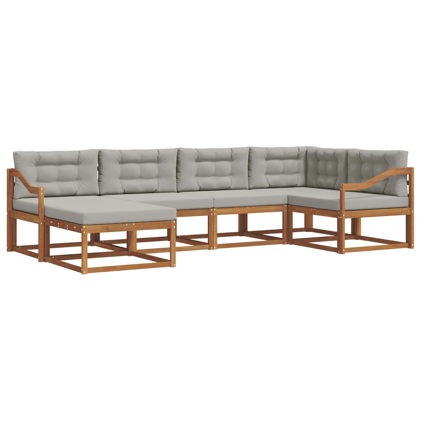 Outdoor-Sofagarnitur mit Kissen 6 pcs Natürlich und Hellgrau