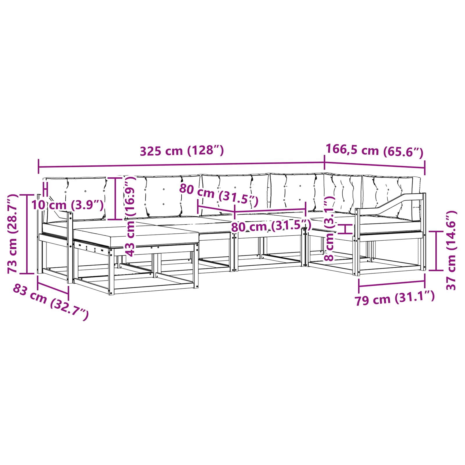 Outdoor-Sofagarnitur 6 stk. Natur und Anthrazit