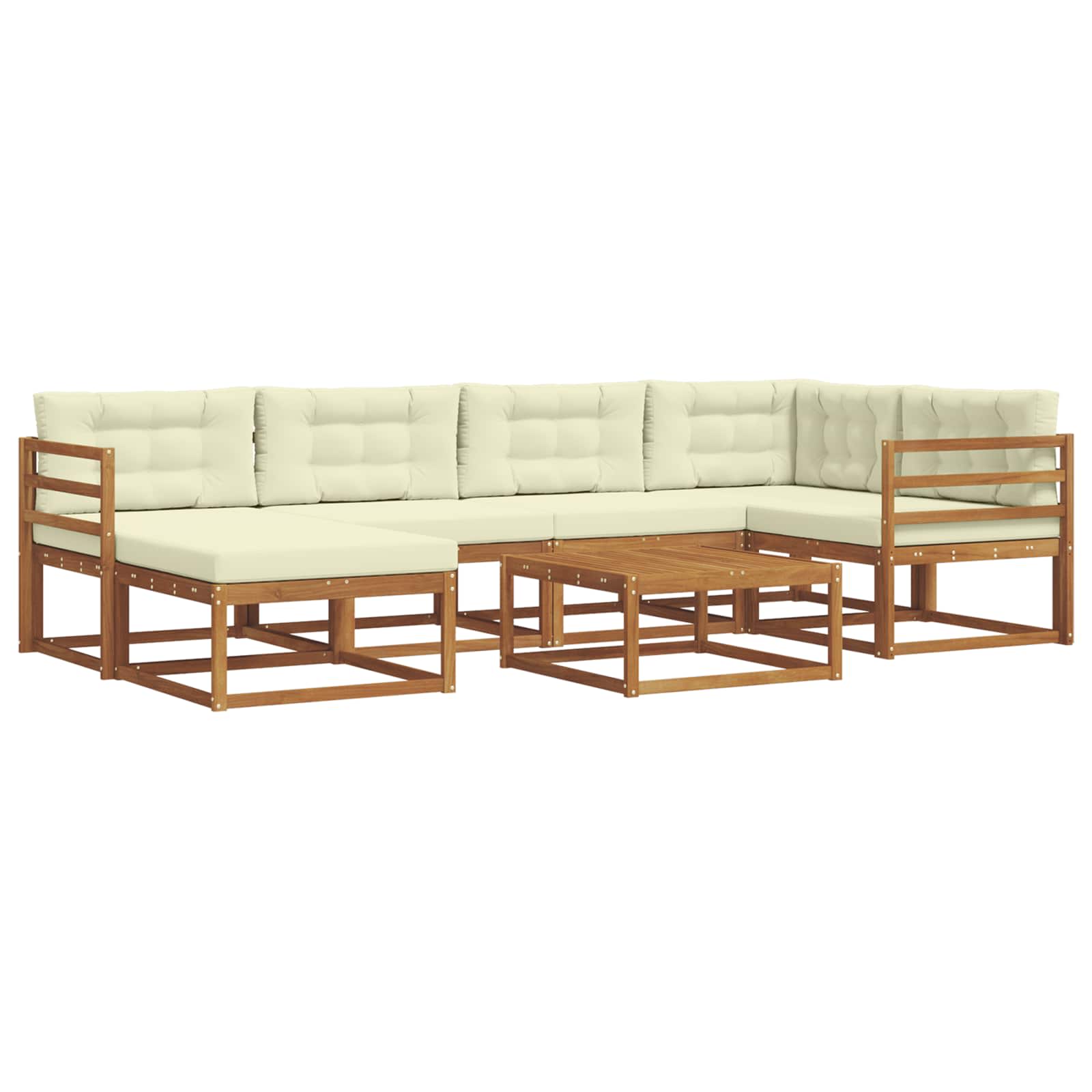 Outdoor-Sofagarnitur mit Kissen 7 pcs Natur und Creme