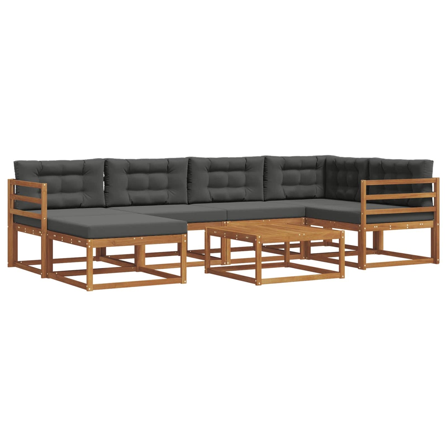 Outdoor-Sofagarnitur mit Kissen 7 pcs Natur und Anthrazit