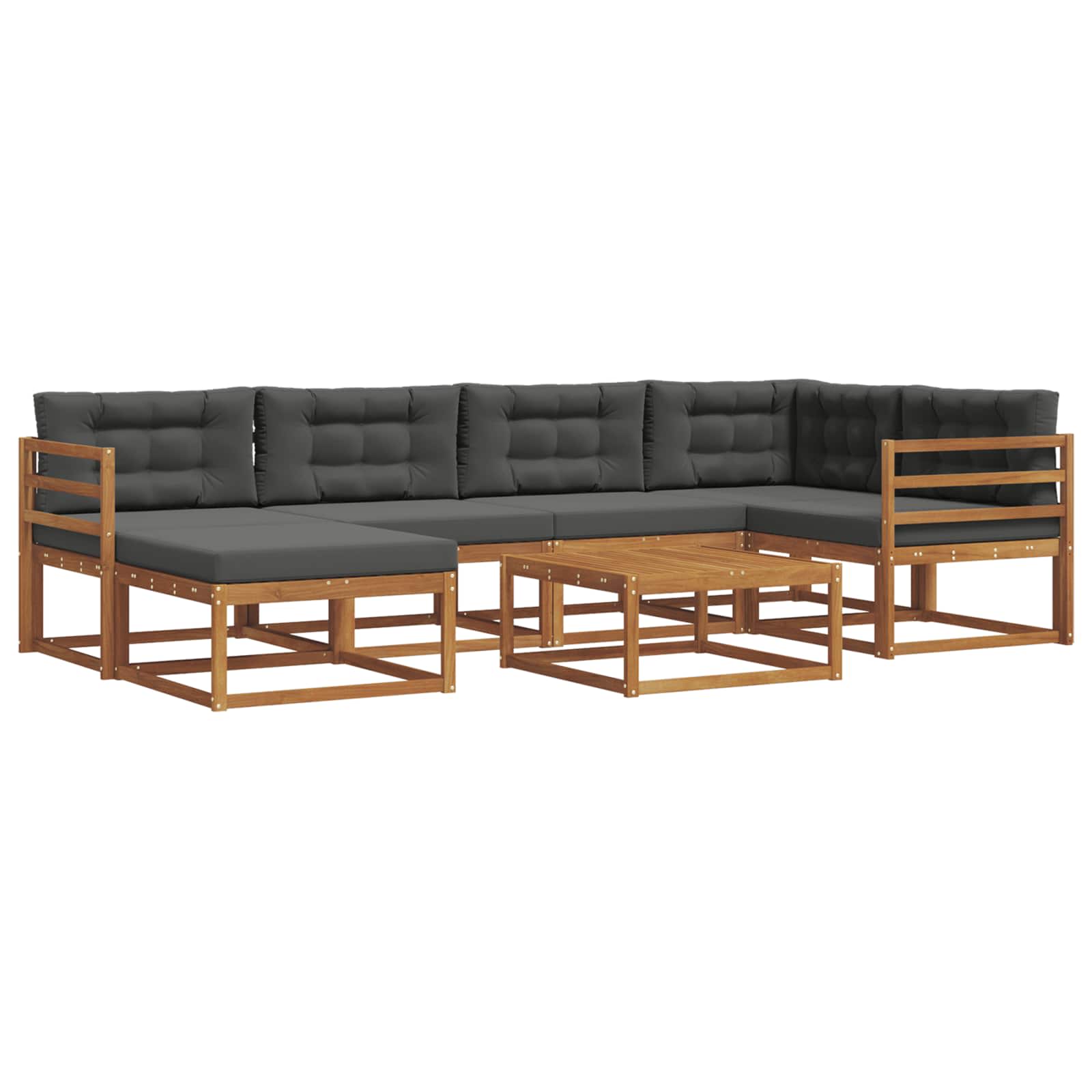 Outdoor-Sofagarnitur mit Kissen 7 pcs Natur und Anthrazit