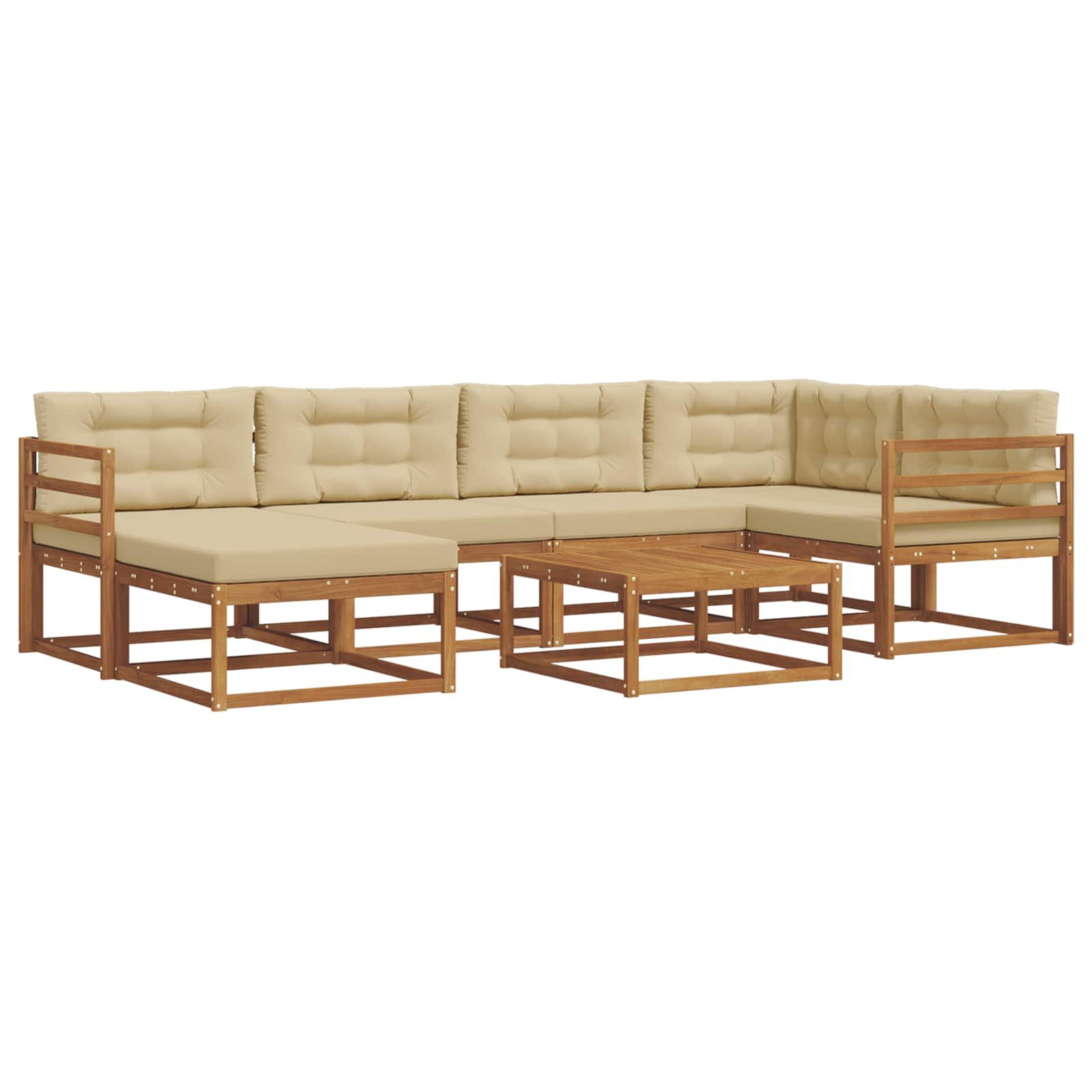 Outdoor-Sofagarnitur mit Kissen 7 pcs Natur und Beige