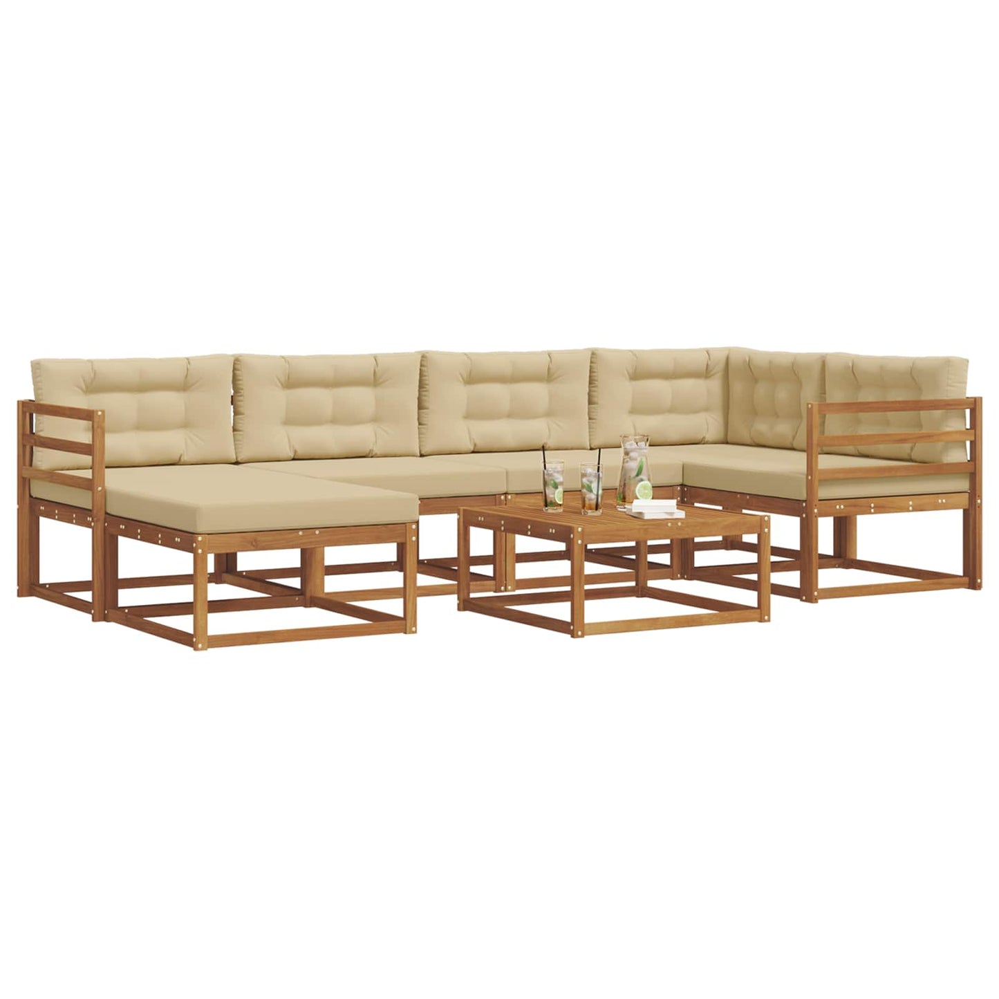 Outdoor-Sofagarnitur mit Kissen 7 pcs Natur und Beige