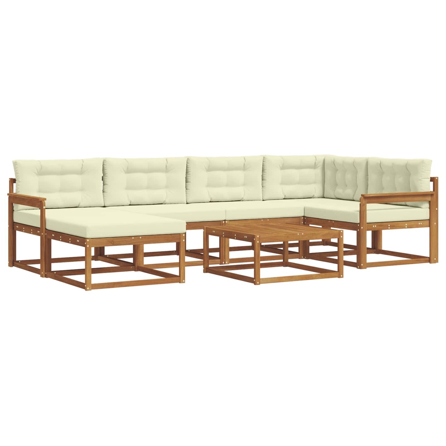 Outdoor-Sofagarnitur mit Kissen 7 pcs Natur und Creme