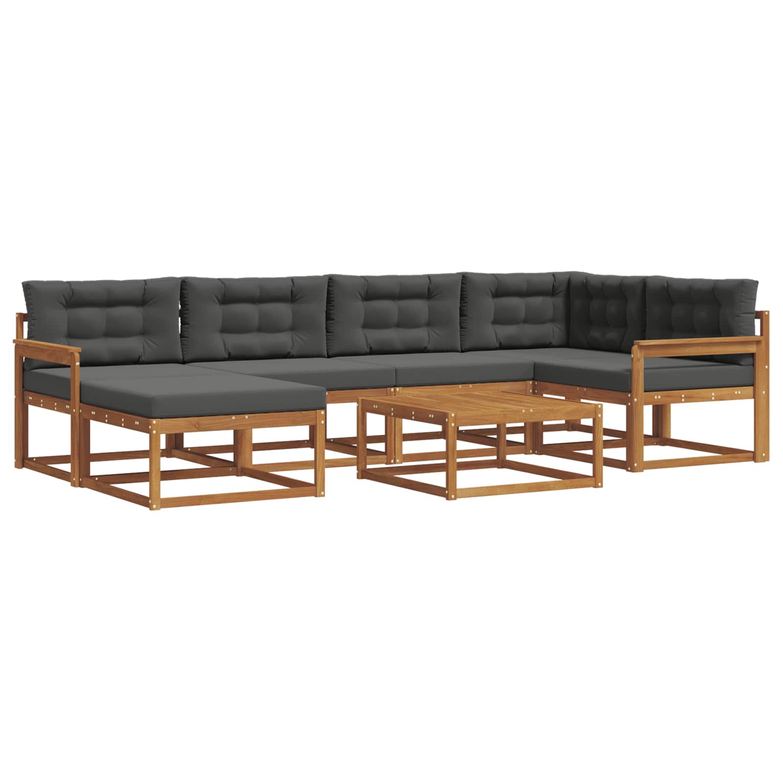 Outdoor-Sofagarnitur mit Kissen 7 pcs Natur und Anthrazit
