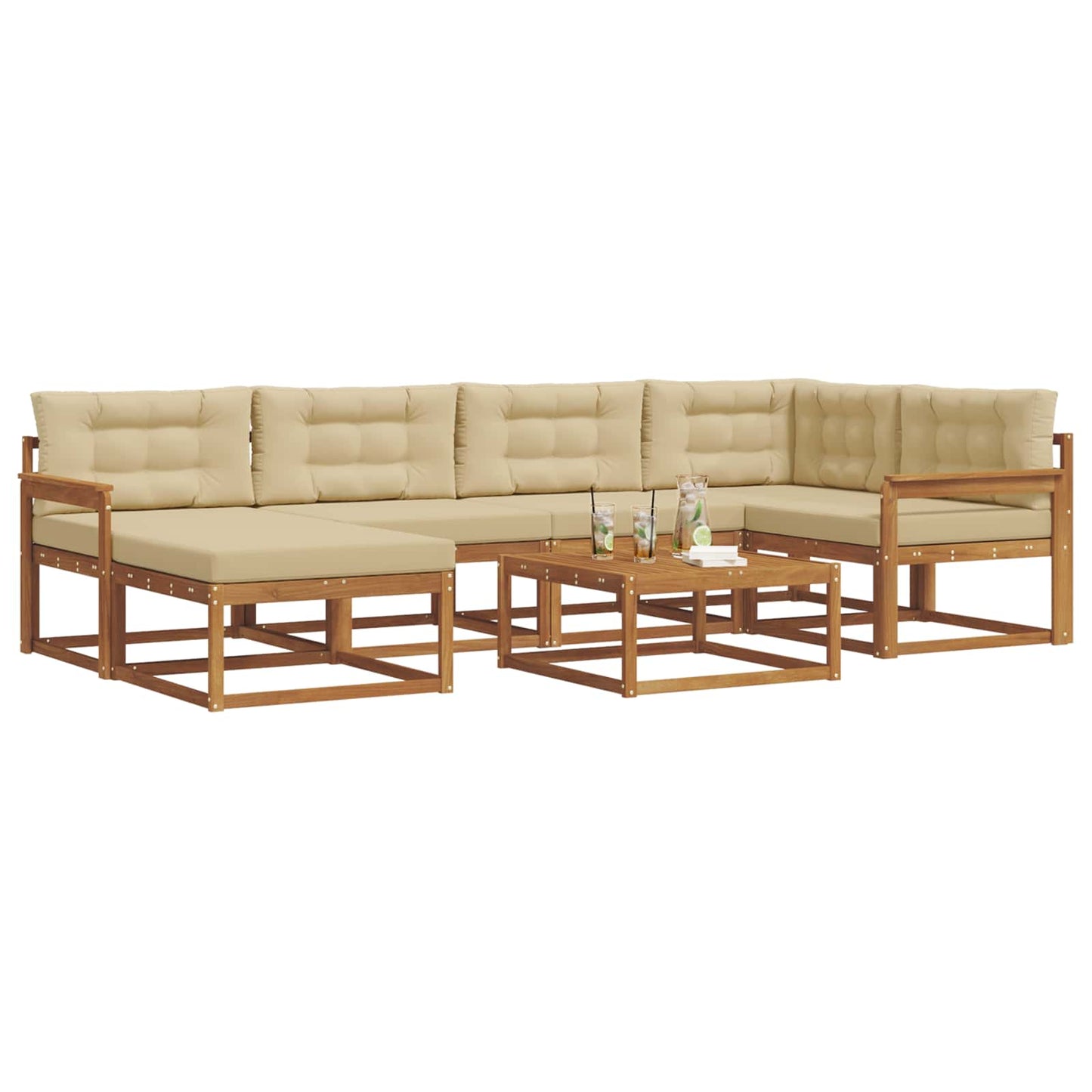 Outdoor-Sofagarnitur mit Kissen 7 pcs Natur und Beige