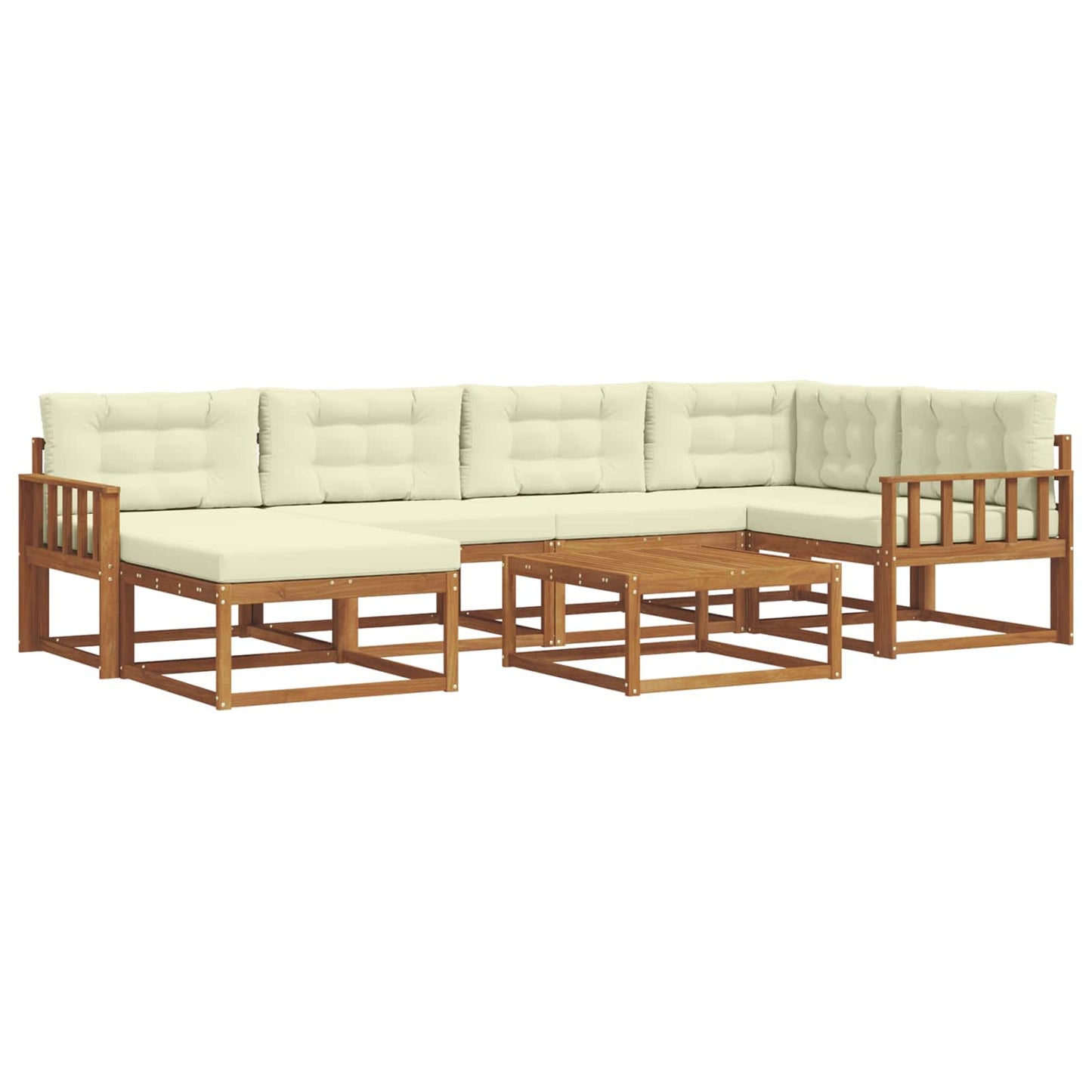 Outdoor-Sofagarnitur mit Kissen 7 pcs Natur und Creme