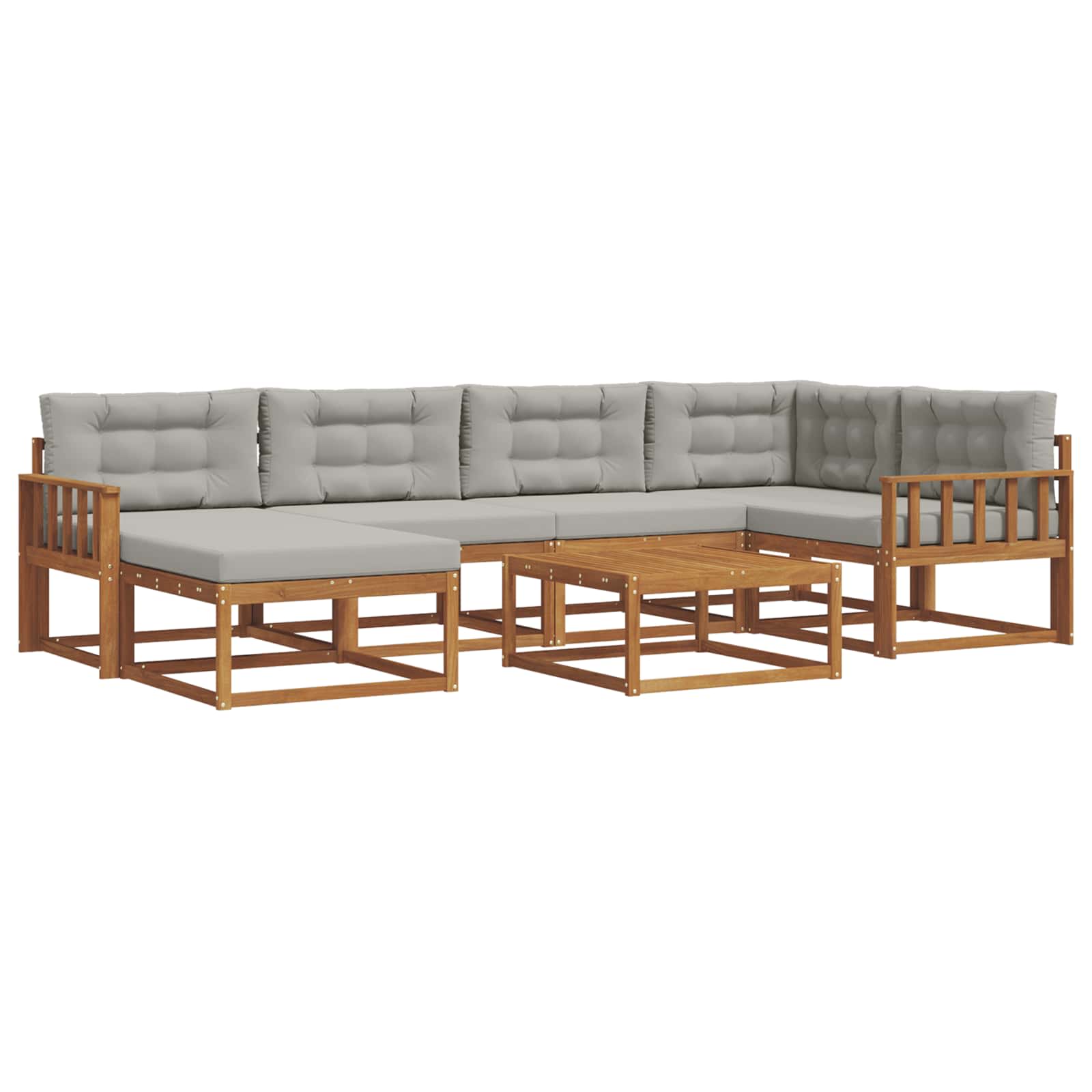 Outdoor-Sofagarnitur mit Kissen 7 pcs Natürlich und Hellgrau