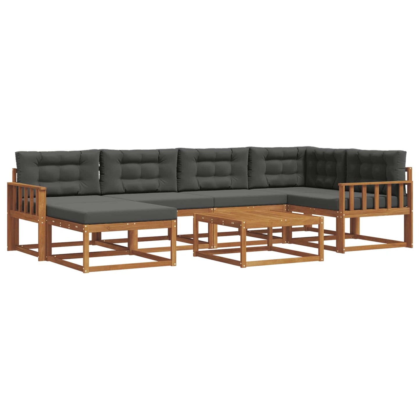 Outdoor-Sofagarnitur mit Kissen 7 pcs Natur und Anthrazit