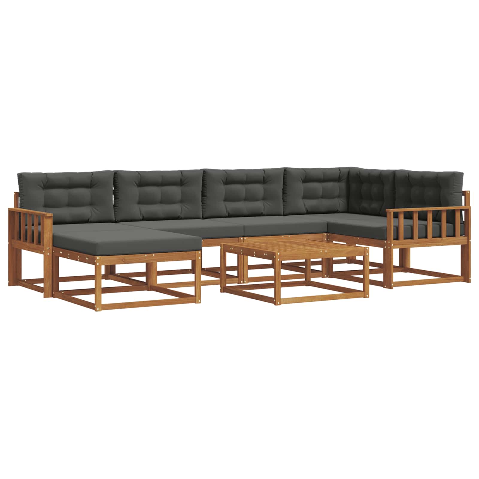 Outdoor-Sofagarnitur mit Kissen 7 pcs Natur und Anthrazit