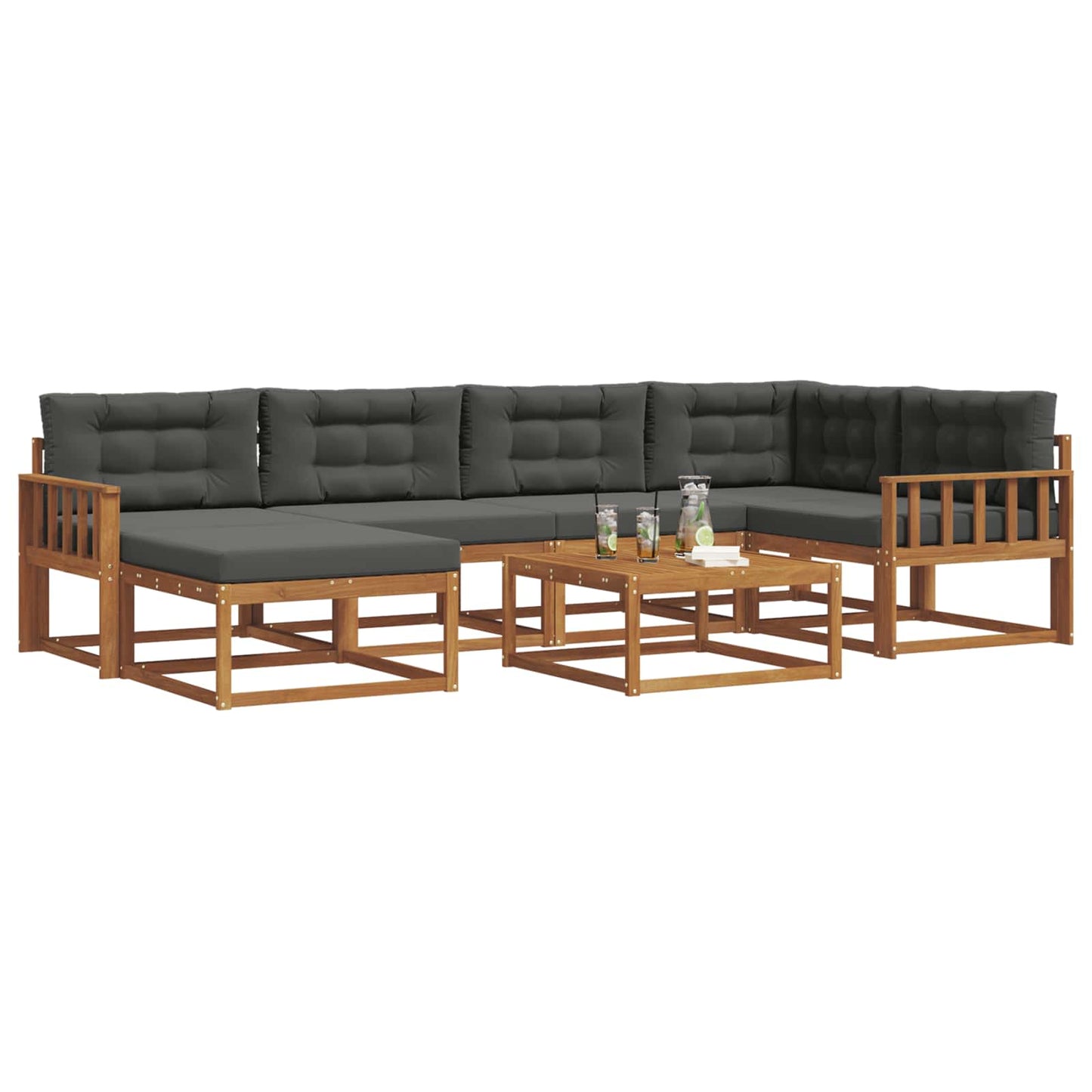 Outdoor-Sofagarnitur mit Kissen 7 pcs Natur und Anthrazit
