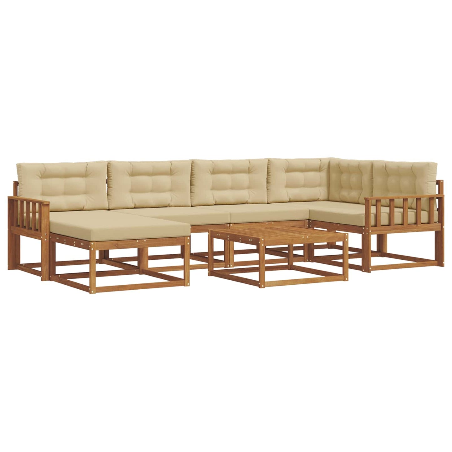 Outdoor-Sofagarnitur mit Kissen 7 pcs Natur und Beige