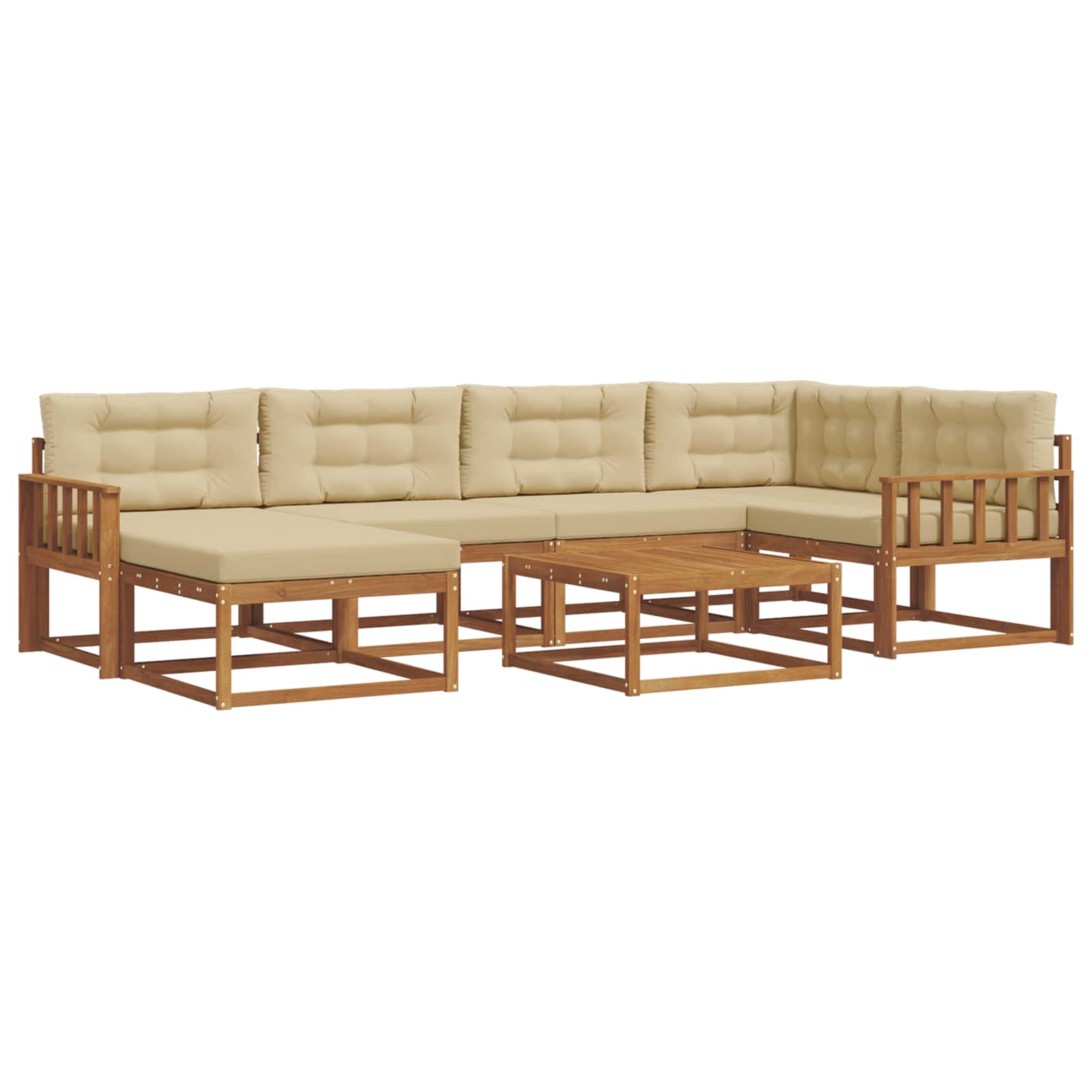 Outdoor-Sofagarnitur mit Kissen 7 pcs Natur und Beige