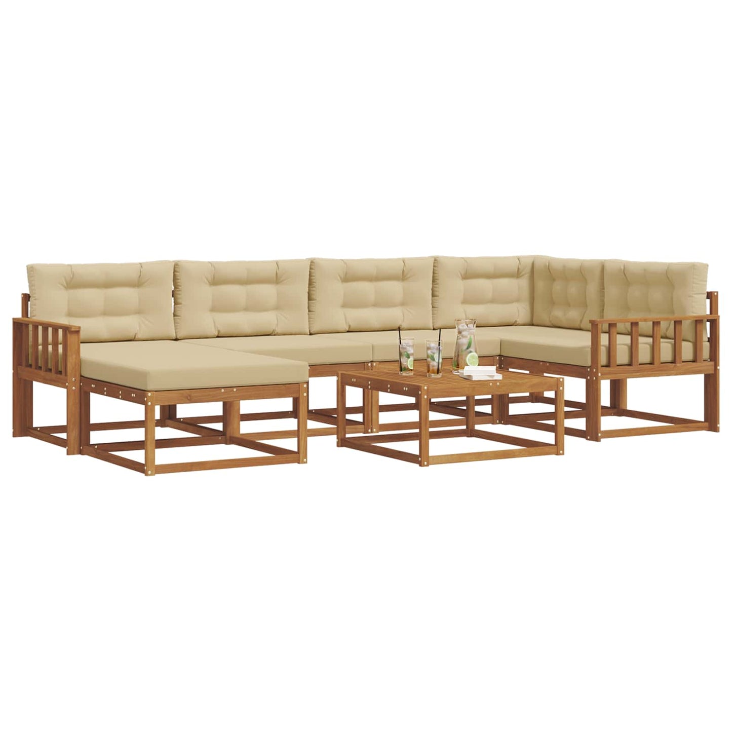 Outdoor-Sofagarnitur mit Kissen 7 pcs Natur und Beige