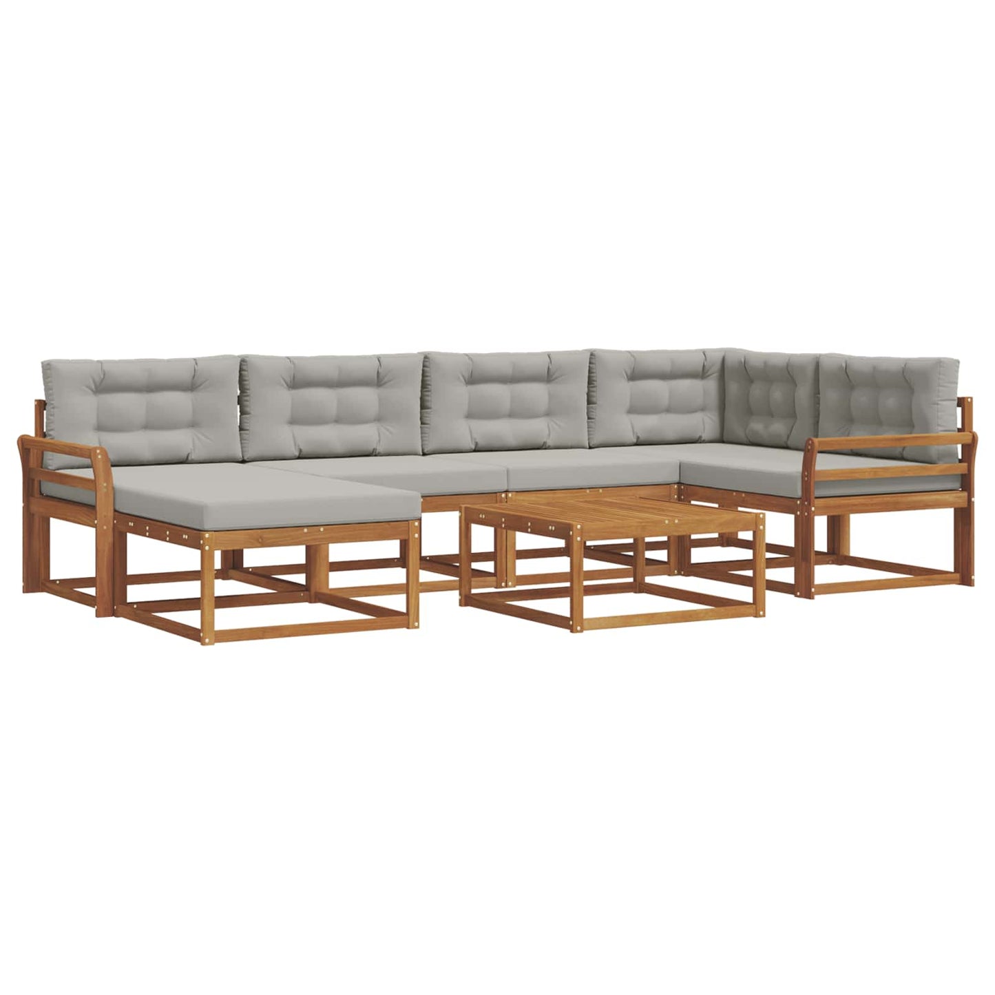 Outdoor-Sofagarnitur mit Kissen 7 pcs Natürlich und Hellgrau