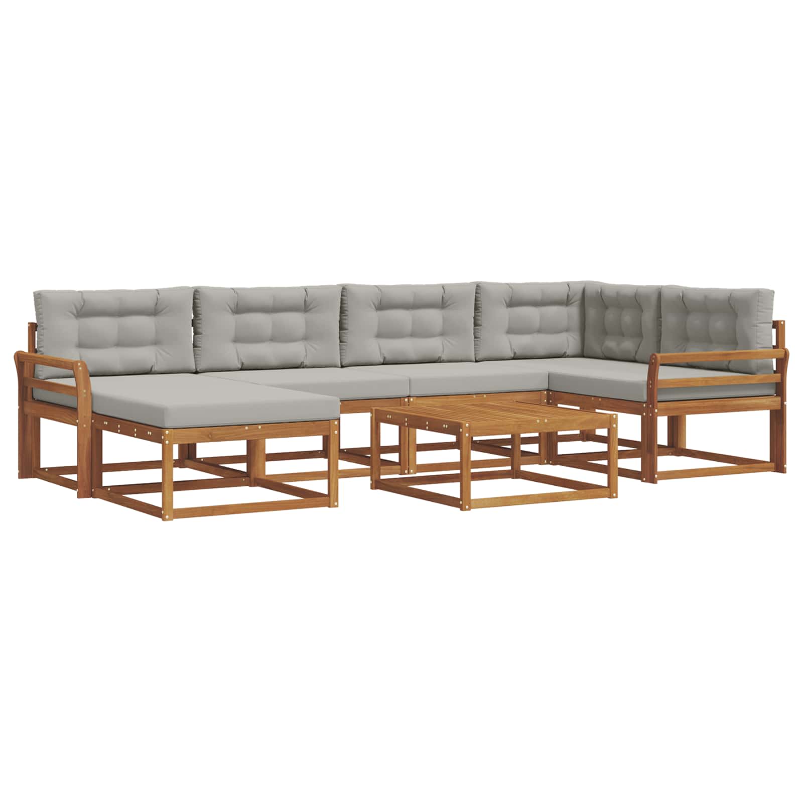 Outdoor-Sofagarnitur mit Kissen 7 pcs Natürlich und Hellgrau